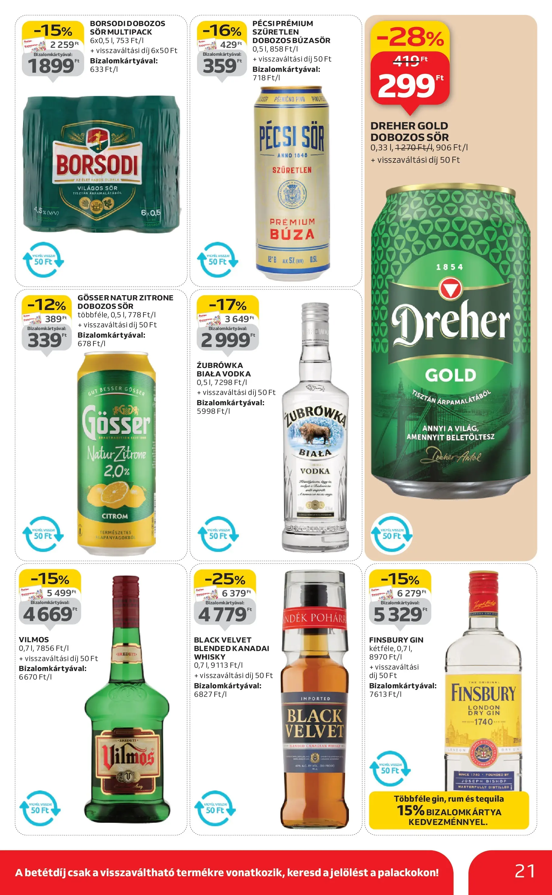Auchan Akciós újság Szolnok - 2026.01.15. -tól/töl > akció, lapozható szórólap 🛍️ | Oldal: 21 | Termékek: Tequila, Gösser, Sör, Gin