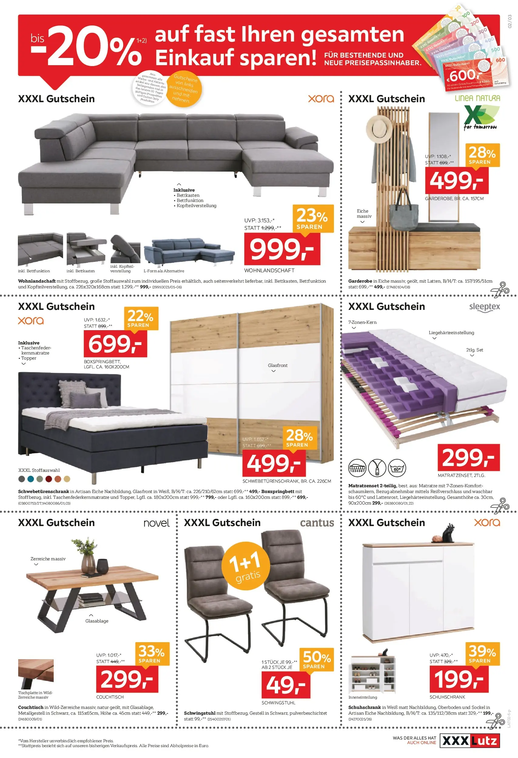 XXXLutz - XXXLutz: aktuelle Angebote von 02.02.2026 - Aktuelle Angebote | Seite: 3 | Produkte: Matratze, Couchtisch