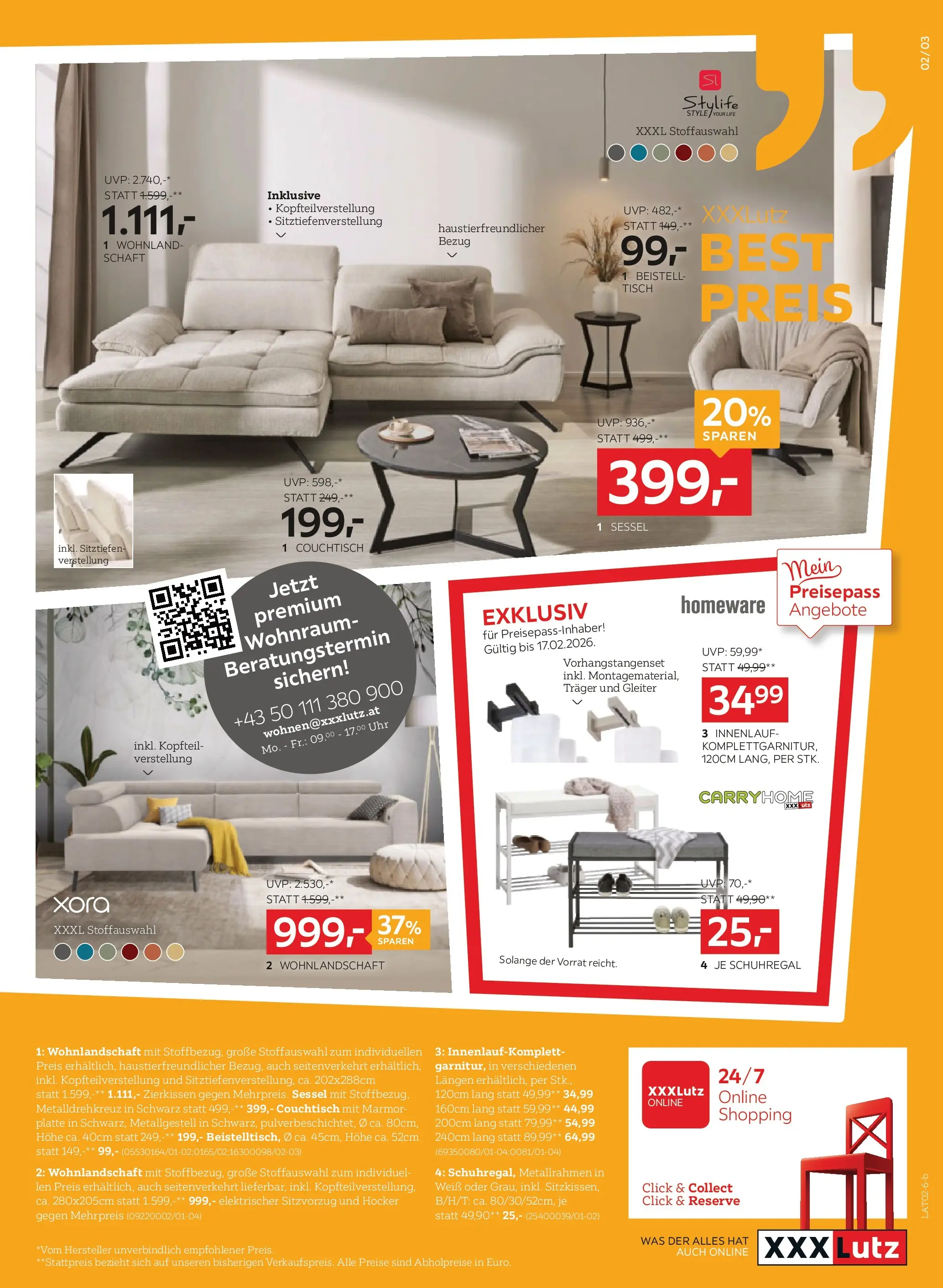 XXXLutz Sitzgarniture Zell/See, Zams, Graz von 10.02.2026 - Aktuelle Angebote | Seite: 3 | Produkte: Uhr, Sessel, Couchtisch, Tisch