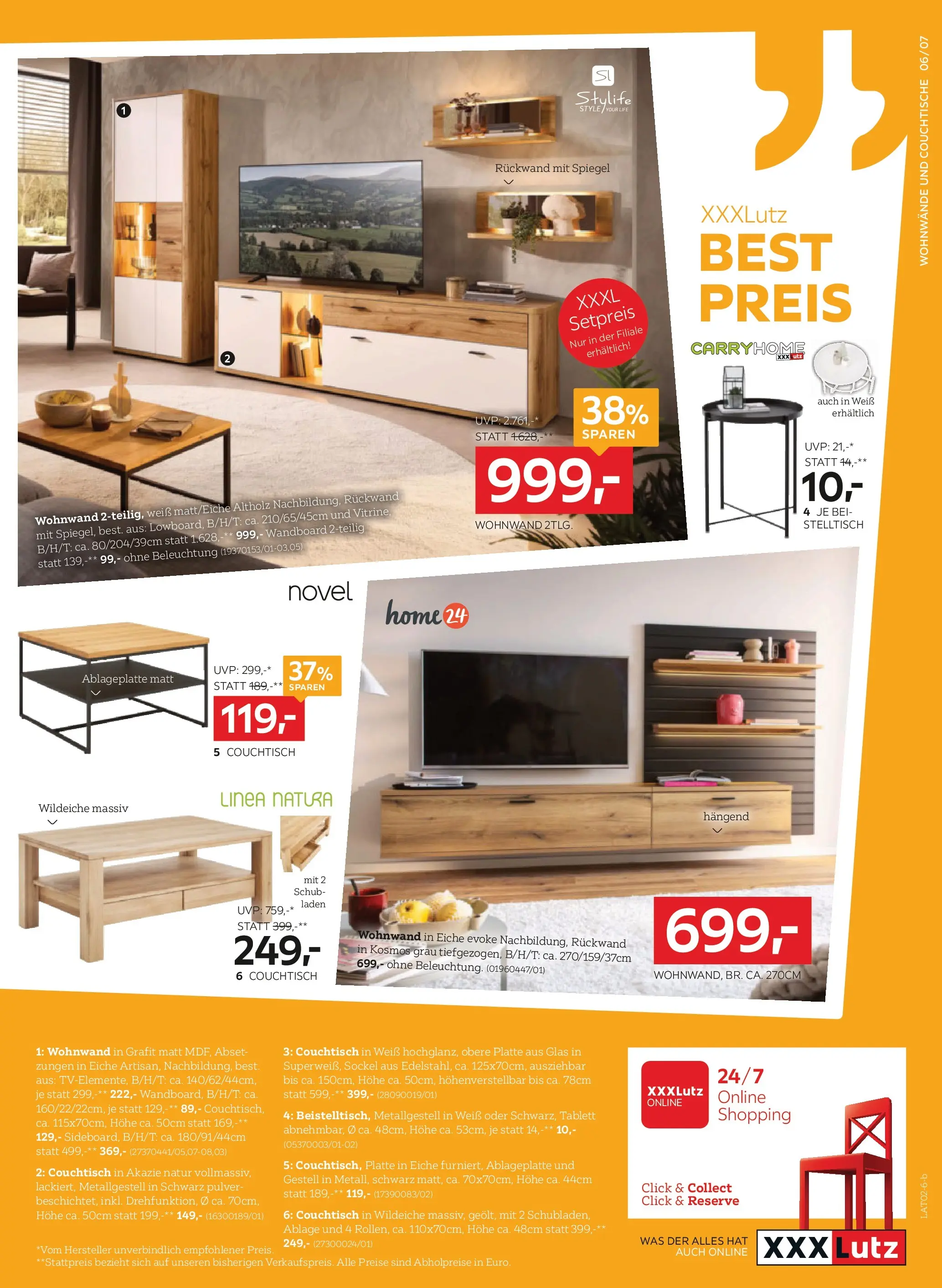 XXXLutz Sitzgarniture Zell/See, Zams, Graz von 10.02.2026 - Aktuelle Angebote | Seite: 7 | Produkte: Couchtisch, Spiegel