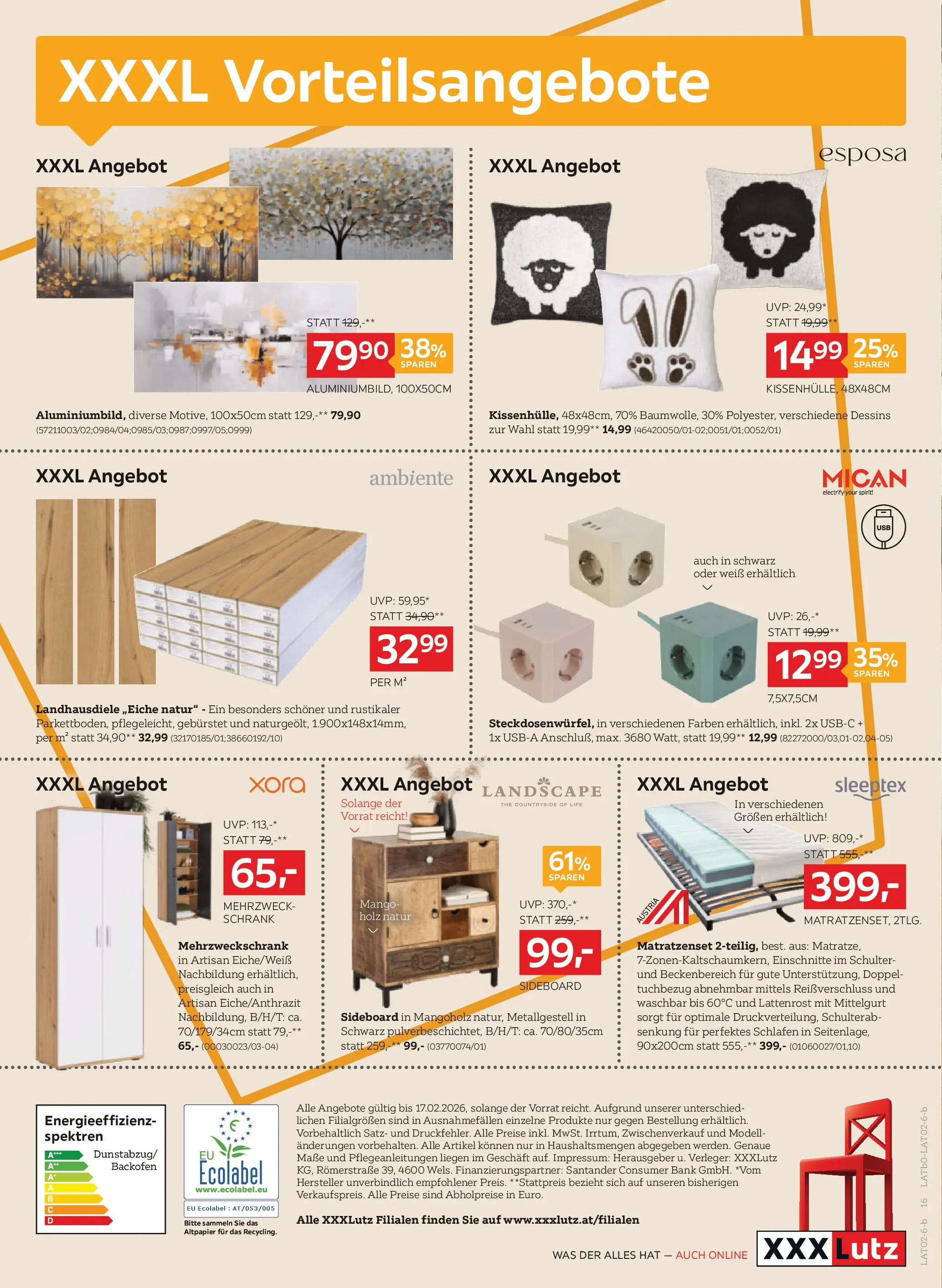 XXXLutz Sitzgarniture Zell/See, Zams, Graz von 10.02.2026 - Aktuelle Angebote | Seite: 16 | Produkte: Mango, Lattenrost, Schrank