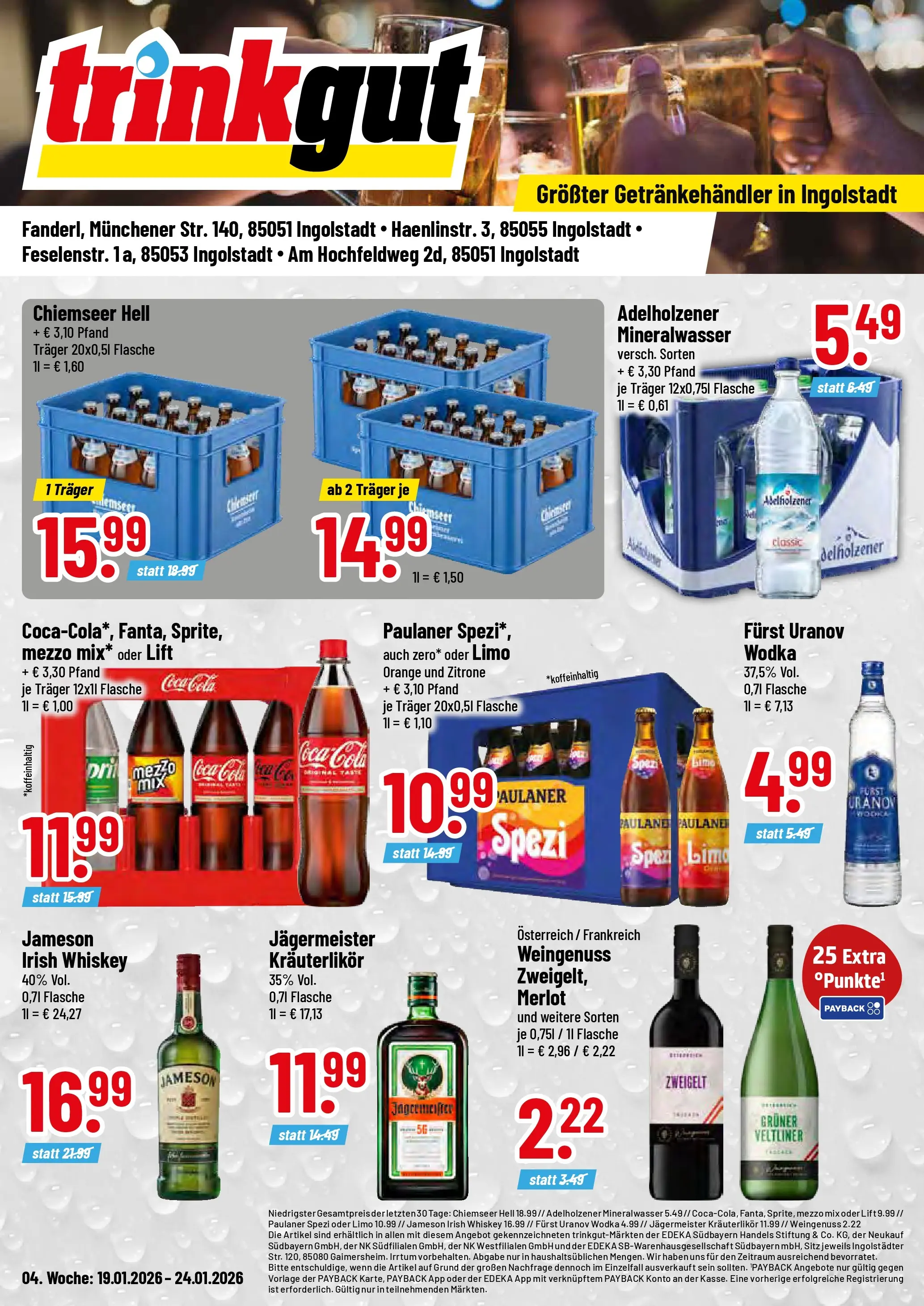 Trinkgut - trinkgut: Wochenangebote (ab 18.01.2026) » Angebote online | Seite: 1 | Produkte: Jägermeister, Zitrone, Wodka, Paulaner