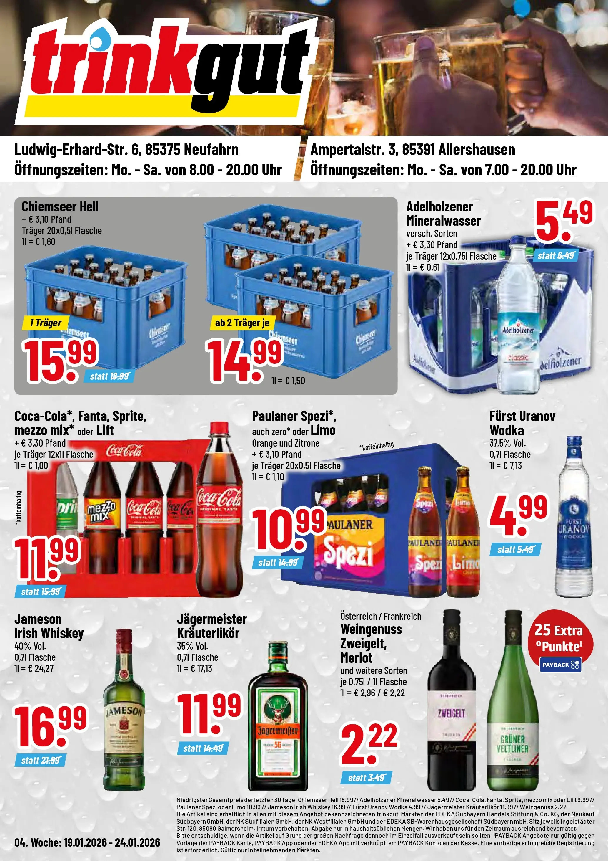 Trinkgut - trinkgut: Wochenangebote (ab 18.01.2026) » Angebote online | Seite: 1 | Produkte: Coca cola, Cola, Jägermeister, Whiskey