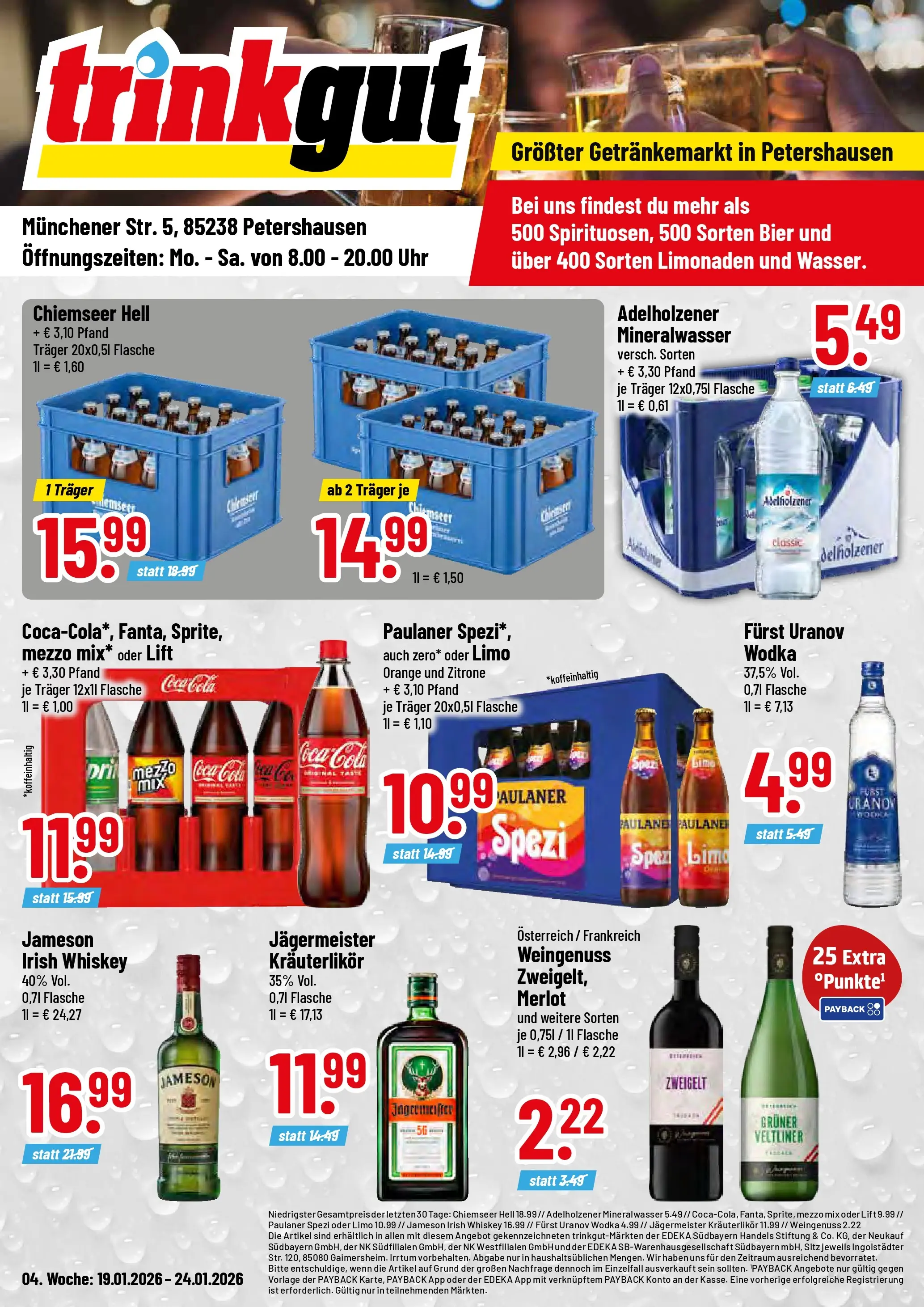 Trinkgut - trinkgut: Wochenangebote (ab 18.01.2026) » Angebote online | Seite: 1 | Produkte: Paulaner spezi, Jameson, Mineralwasser, Wodka