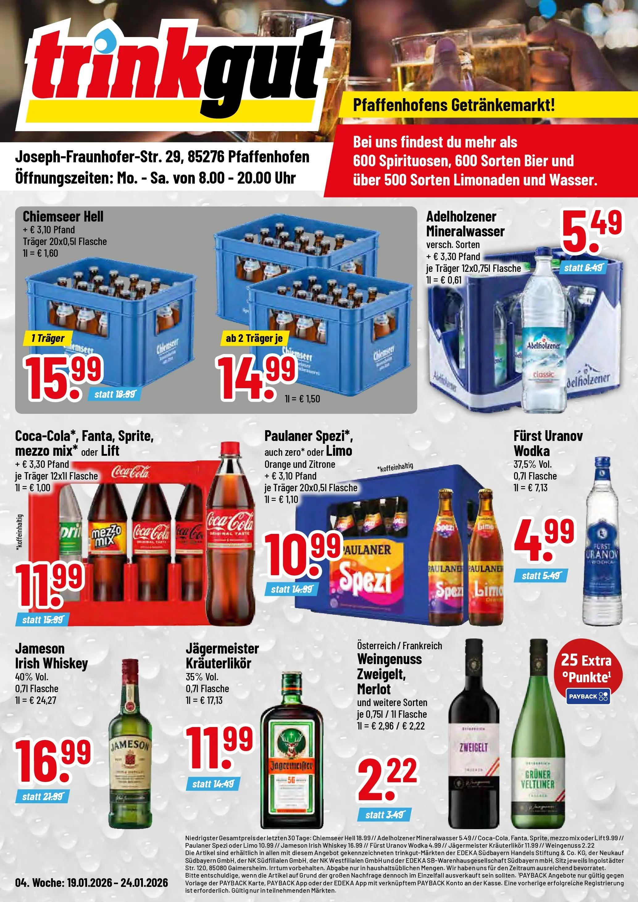 Trinkgut - trinkgut: Wochenangebote (ab 18.01.2026) » Angebote online | Seite: 1 | Produkte: Merlot, Jägermeister, Whiskey, Uhr