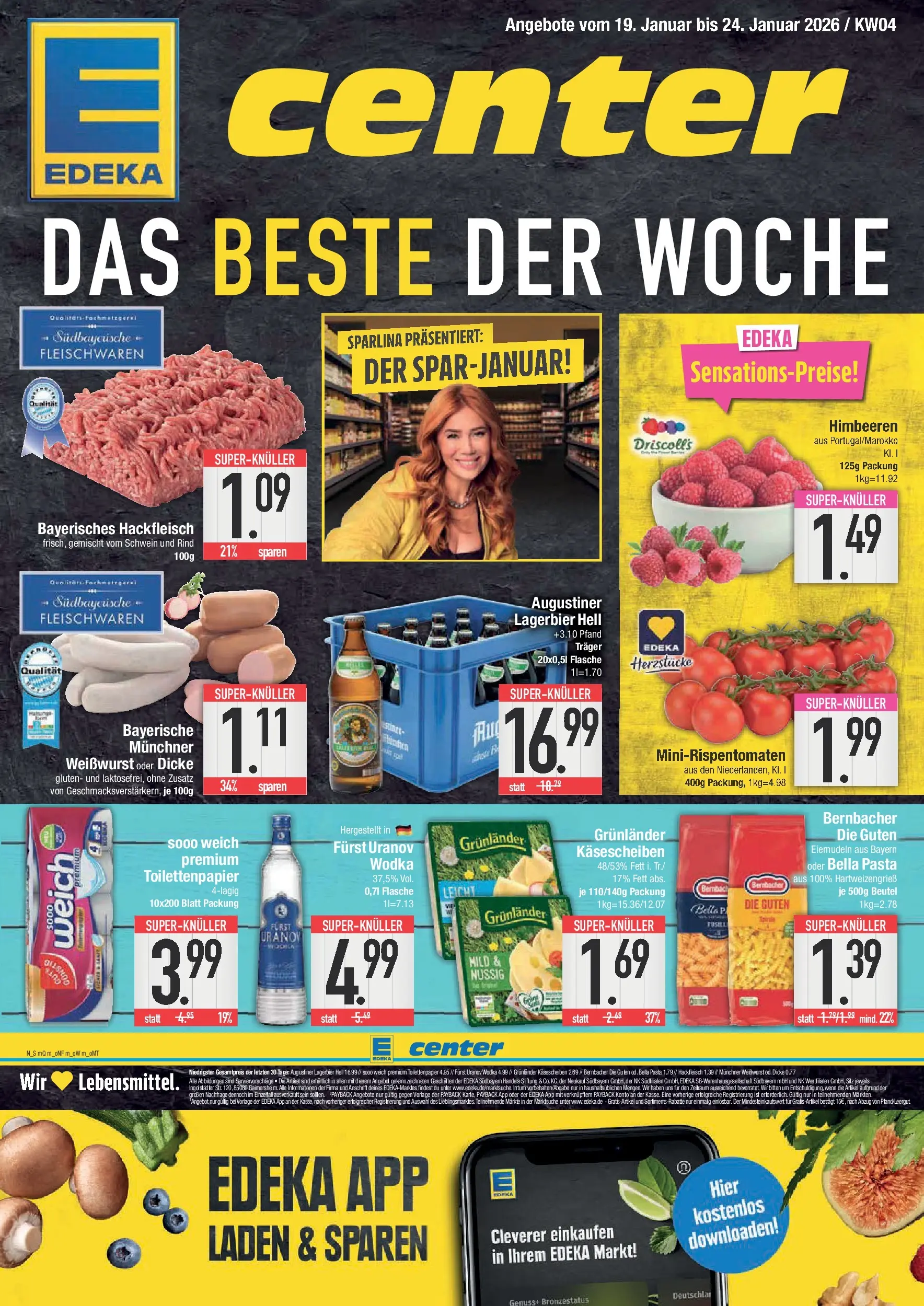 Edeka prospekt Hunderdorf	 (ab 18.01.2026) » Angebote Online | Seite: 1 | Produkte: Weißwurst, Pasta, Vodka, Toilettenpapier