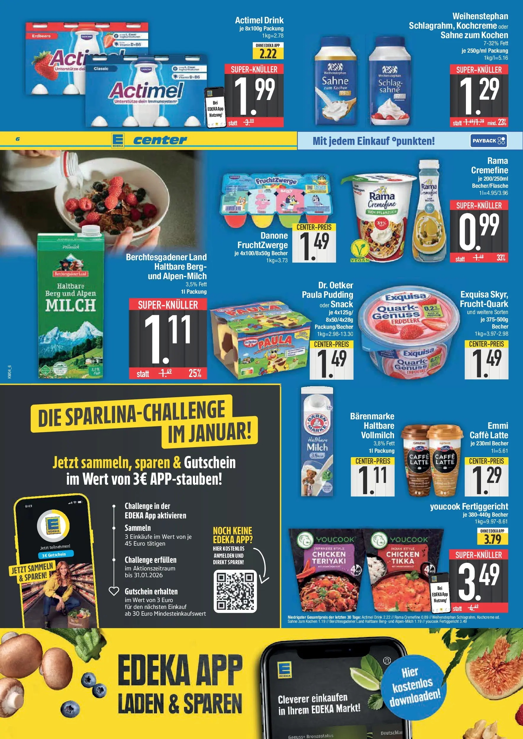Edeka prospekt Hunderdorf	 (ab 18.01.2026) » Angebote Online | Seite: 6 | Produkte: Actimel, Youcook, Exquisa, Sahne