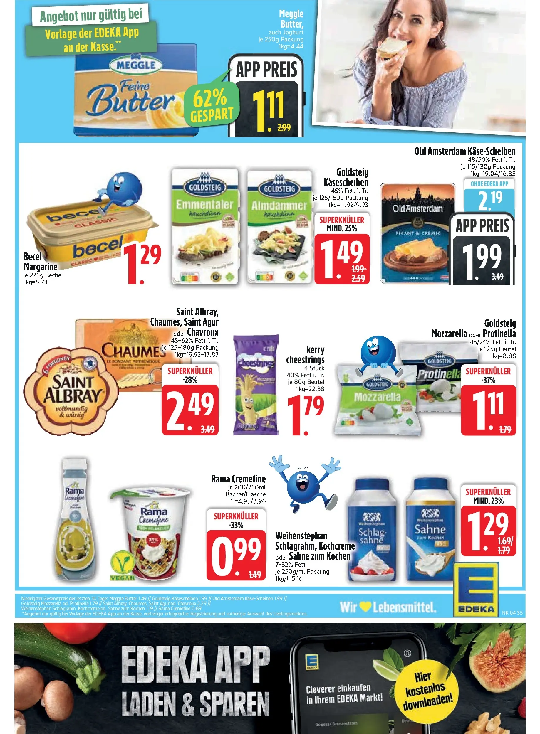 Edeka prospekt Inning/Ammersee	 (ab 18.01.2026) » Angebote Online | Seite: 7 | Produkte: Becel, Mozzarella, Sahne, Meggle butter