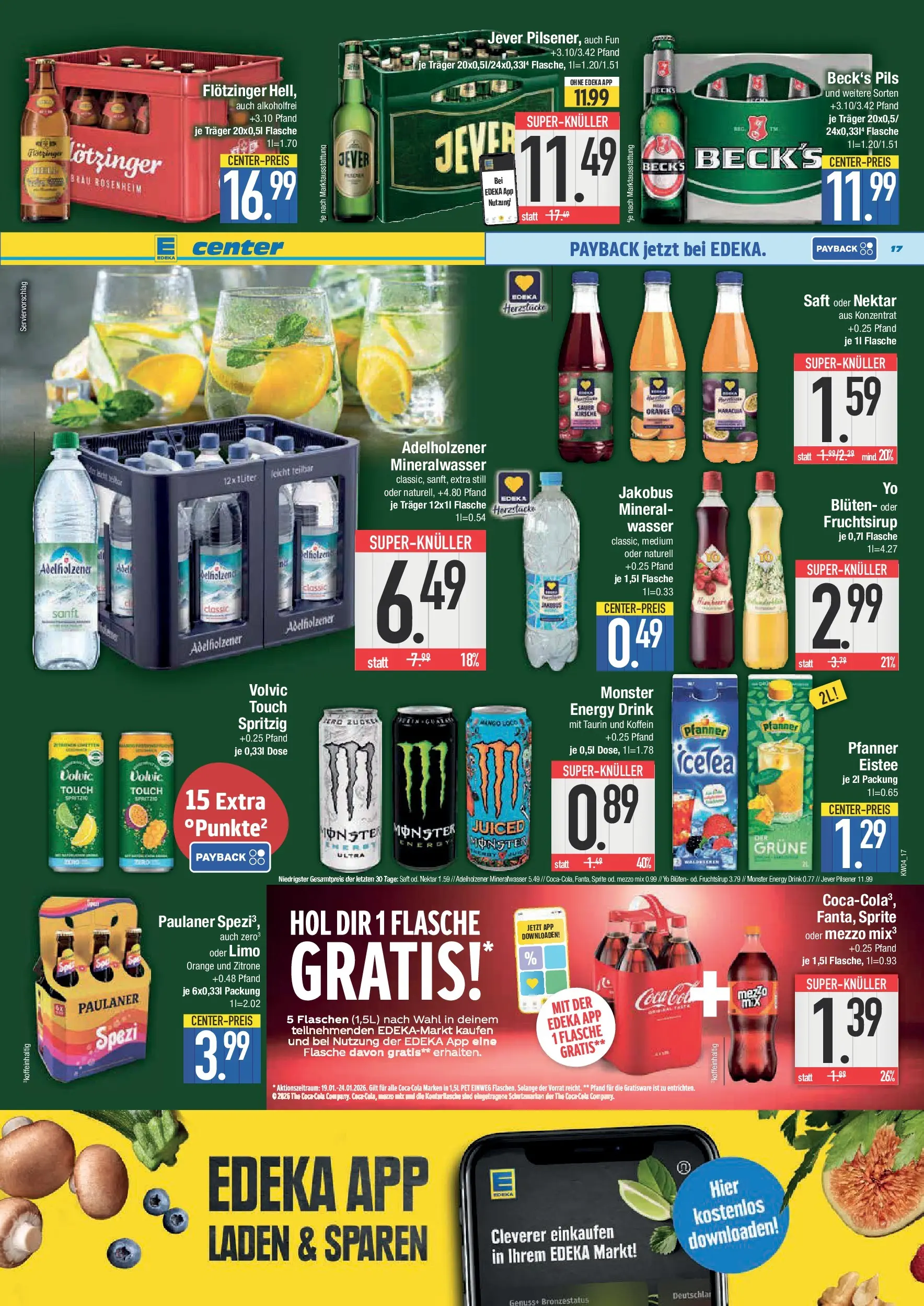Edeka prospekt Hunderdorf	 (ab 18.01.2026) » Angebote Online | Seite: 17 | Produkte: Energy, Adelholzener, Volvic touch, Saft