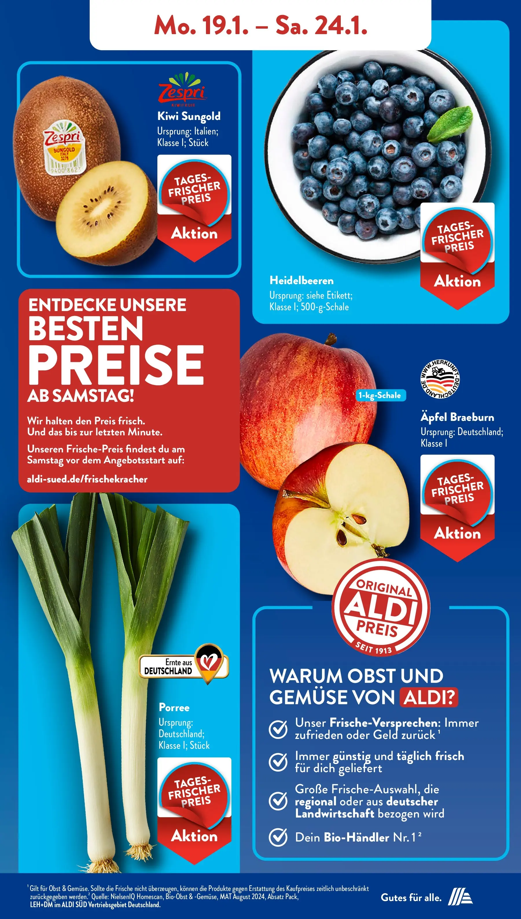 Aldi Süd Prospekt 	 (ab 19.01.2026) zum Blättern | Seite: 5 | Produkte: Äpfel, Heidelbeeren, Gemüse, Obst