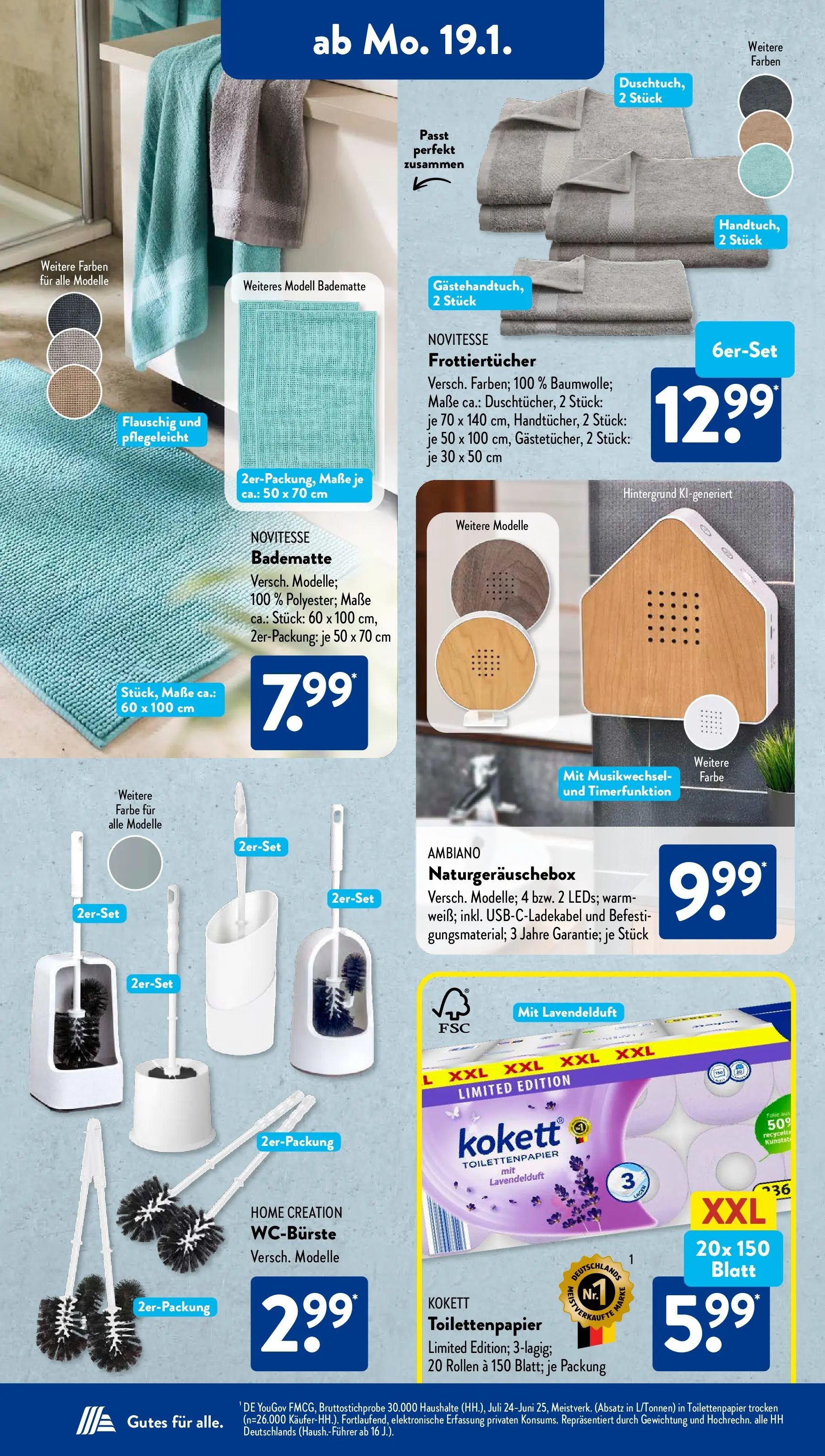 Aldi Süd Prospekt 	 (ab 19.01.2026) zum Blättern | Seite: 14 | Produkte: Home creation, Toilettenpapier