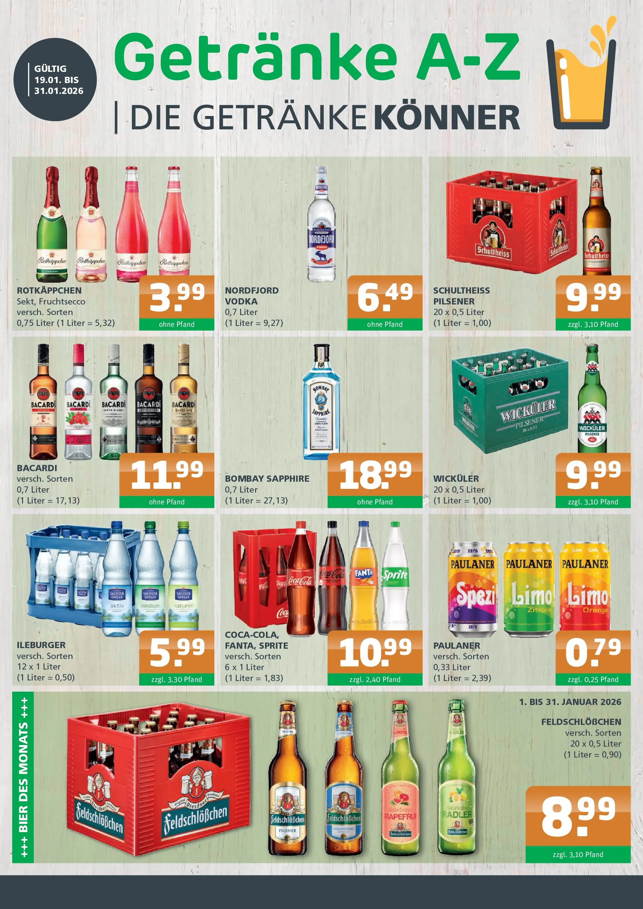 Entdecke - Getränke A-Z: Getränkeangebote (ab 18.01.2026) zum Blättern | Seite: 1 | Produkte: Radler, Rotkäppchen, Vodka, Paulaner