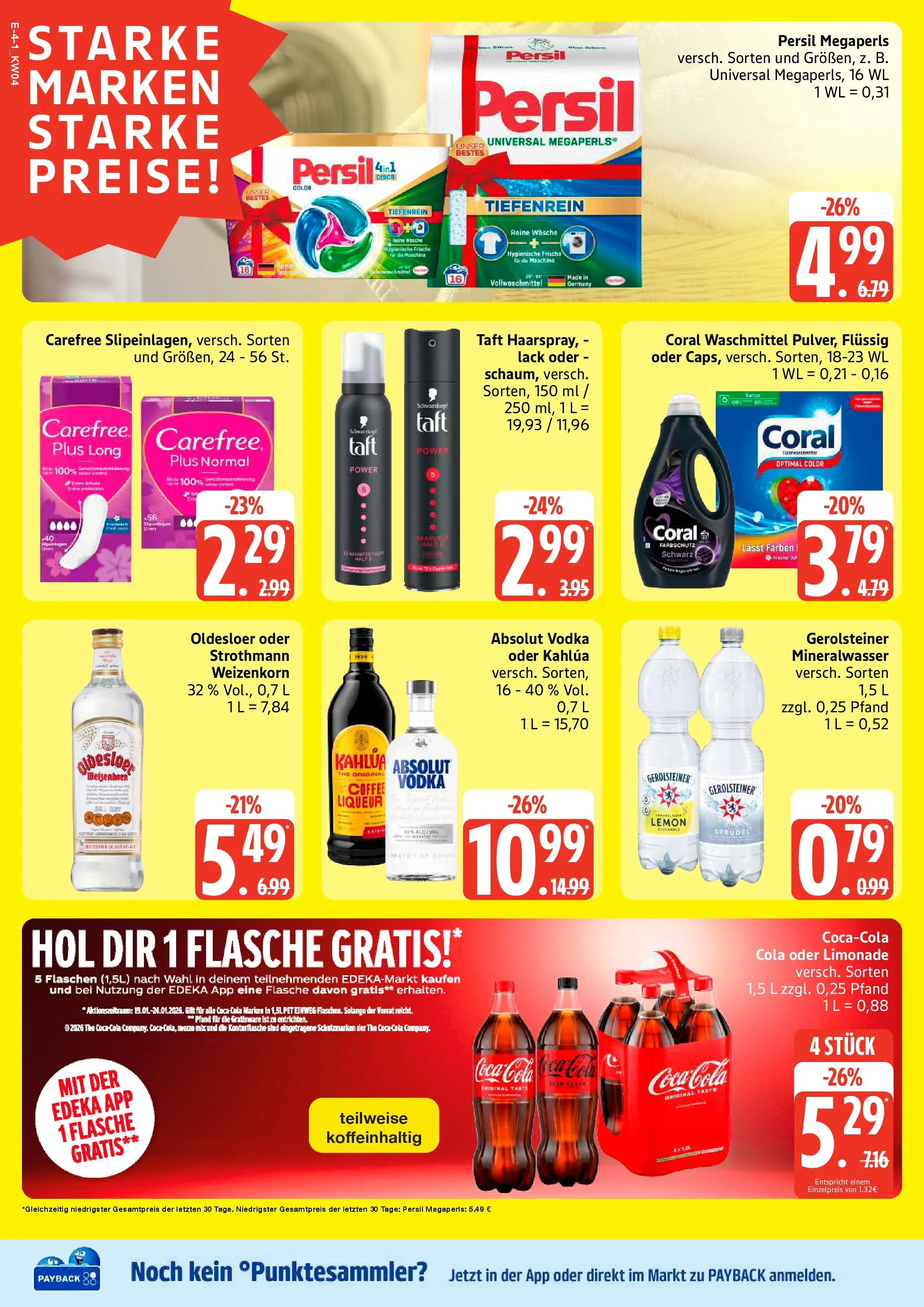 Edeka prospekt Hamburg	 (ab 18.01.2026) » Angebote Online | Seite: 4 | Produkte: Mezzo mix, Coca cola, Coral, Vodka