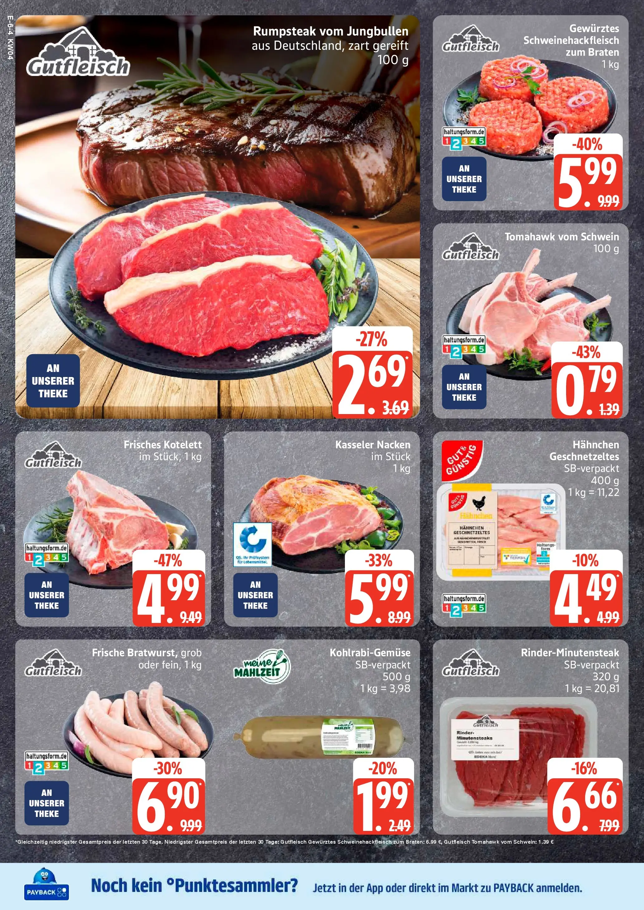 Edeka prospekt Rostock	 (ab 18.01.2026) » Angebote Online | Seite: 6 | Produkte: Rumpsteak, Hahnchen, Kohlrabi, Kasseler nacken