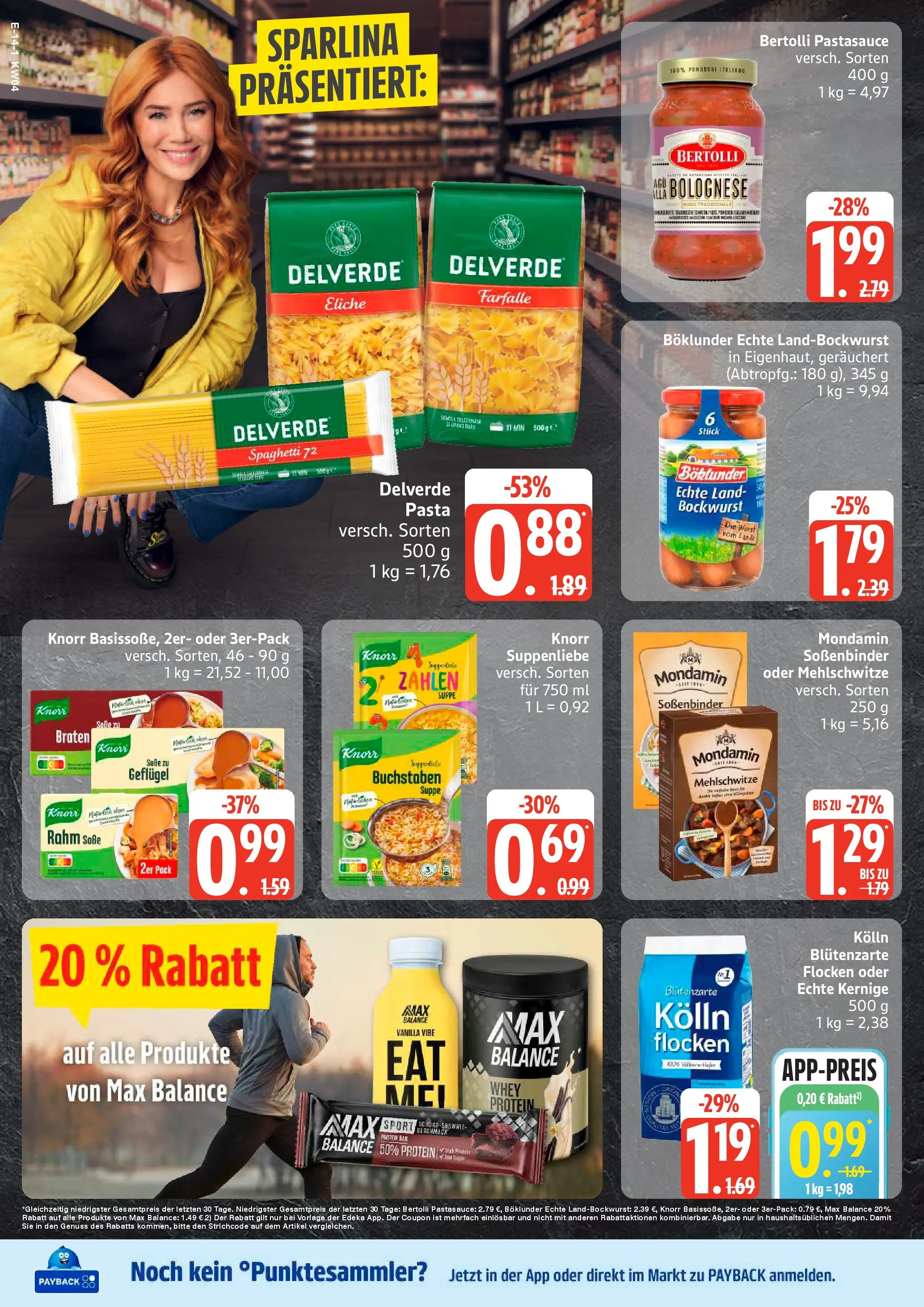 Edeka prospekt Hamburg	 (ab 18.01.2026) » Angebote Online | Seite: 14 | Produkte: Bockwurst, Kolln, Knorr, Pasta