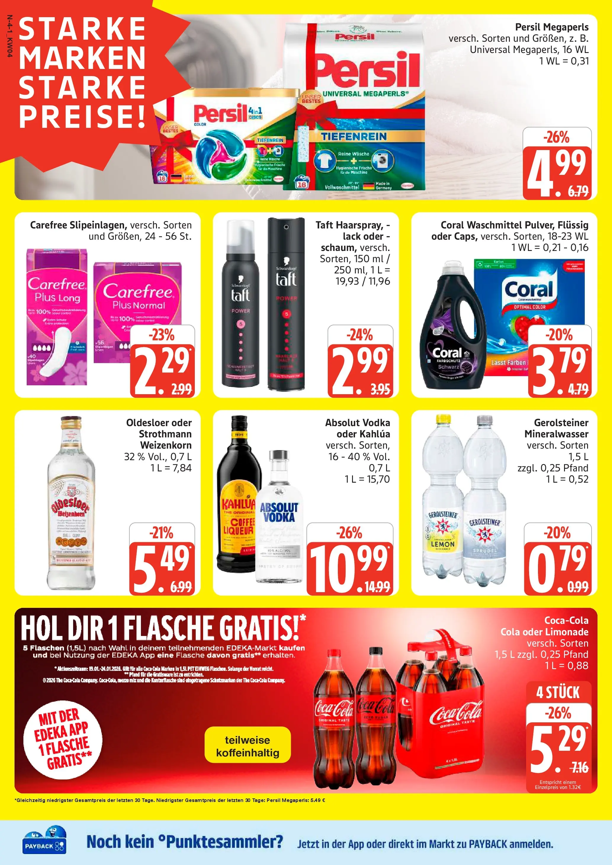 Edeka prospekt Schleswig	 (ab 18.01.2026) » Angebote Online | Seite: 4 | Produkte: Mezzo mix, Coca cola, Waschmittel, Persil