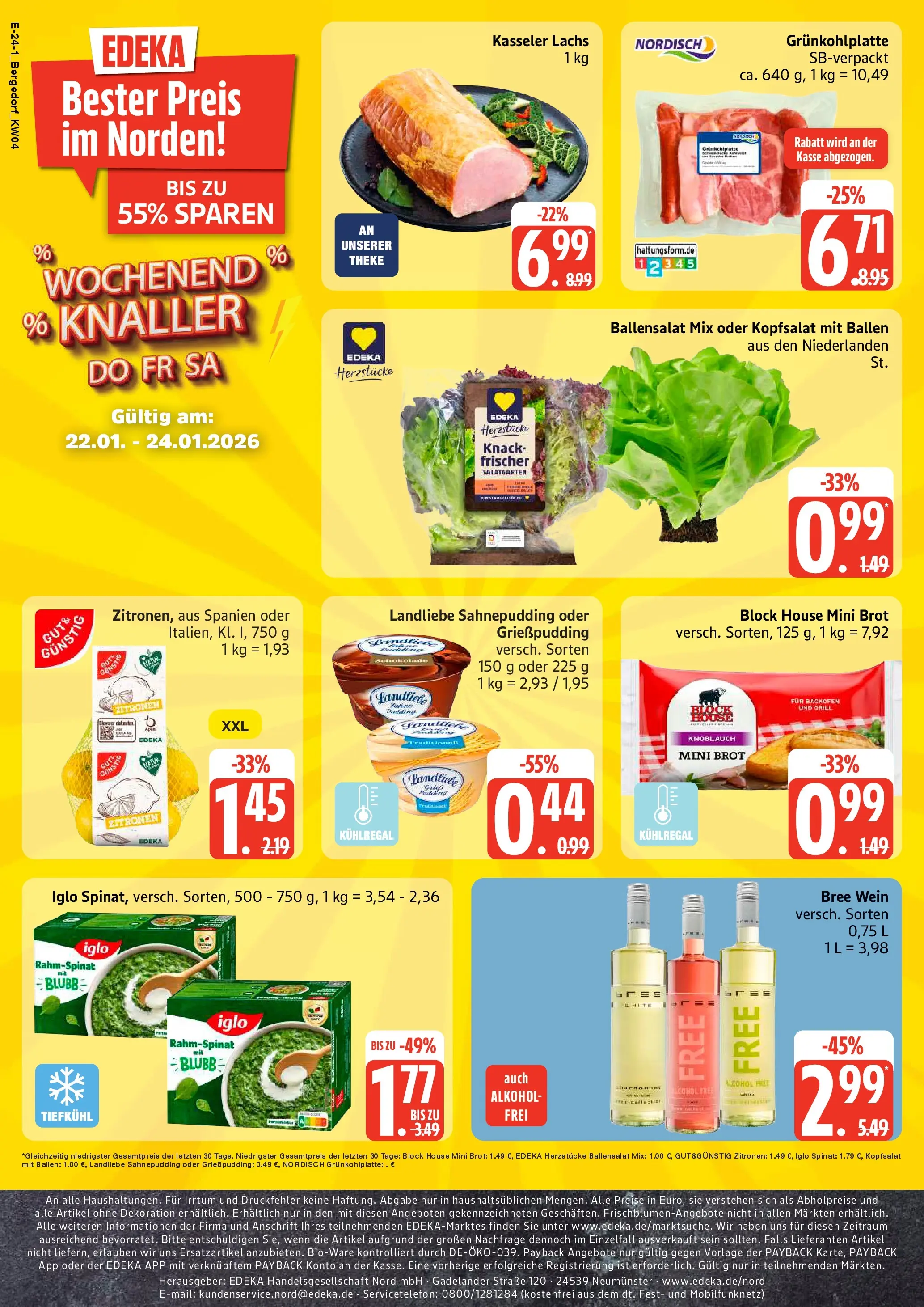 Edeka prospekt Hamburg	 (ab 18.01.2026) » Angebote Online | Seite: 24 | Produkte: Theke, Iglo, Lachs, Backofen