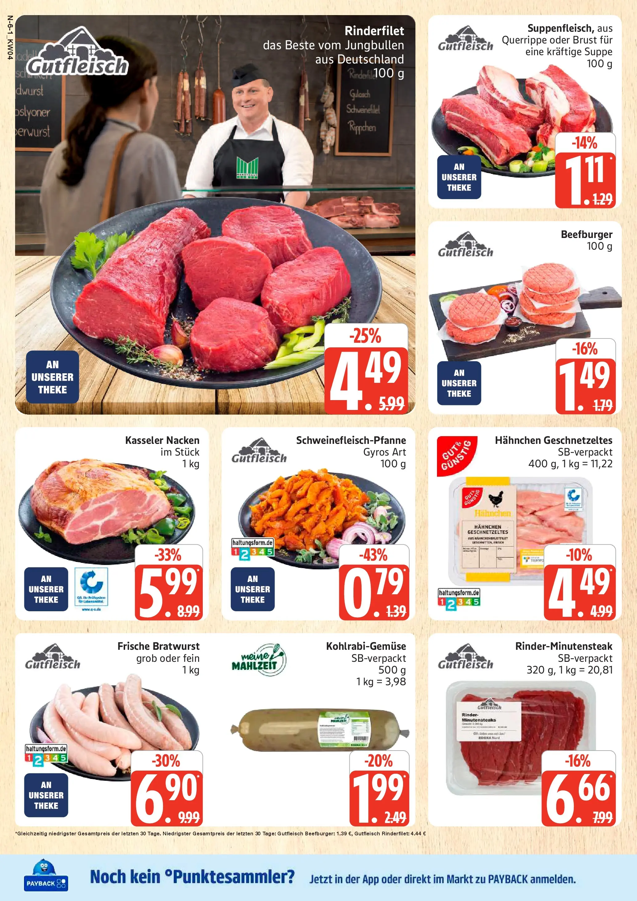 Edeka prospekt Schleswig	 (ab 18.01.2026) » Angebote Online | Seite: 6 | Produkte: Hahnchen, Rinderfilet, Kohlrabi, Kasseler nacken