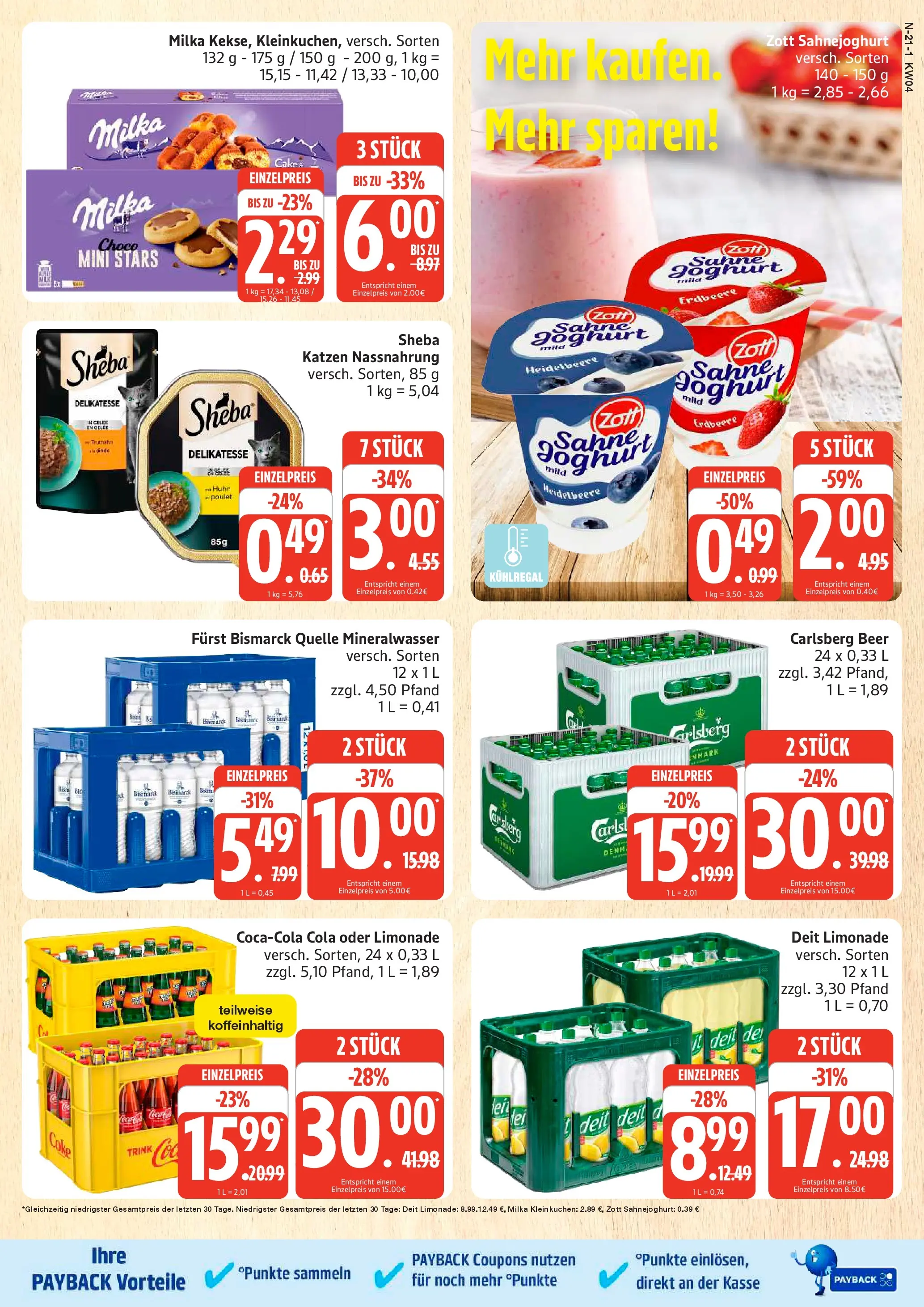 Edeka prospekt Schleswig	 (ab 18.01.2026) » Angebote Online | Seite: 21 | Produkte: Sheba, Carlsberg, Cola, Sahne