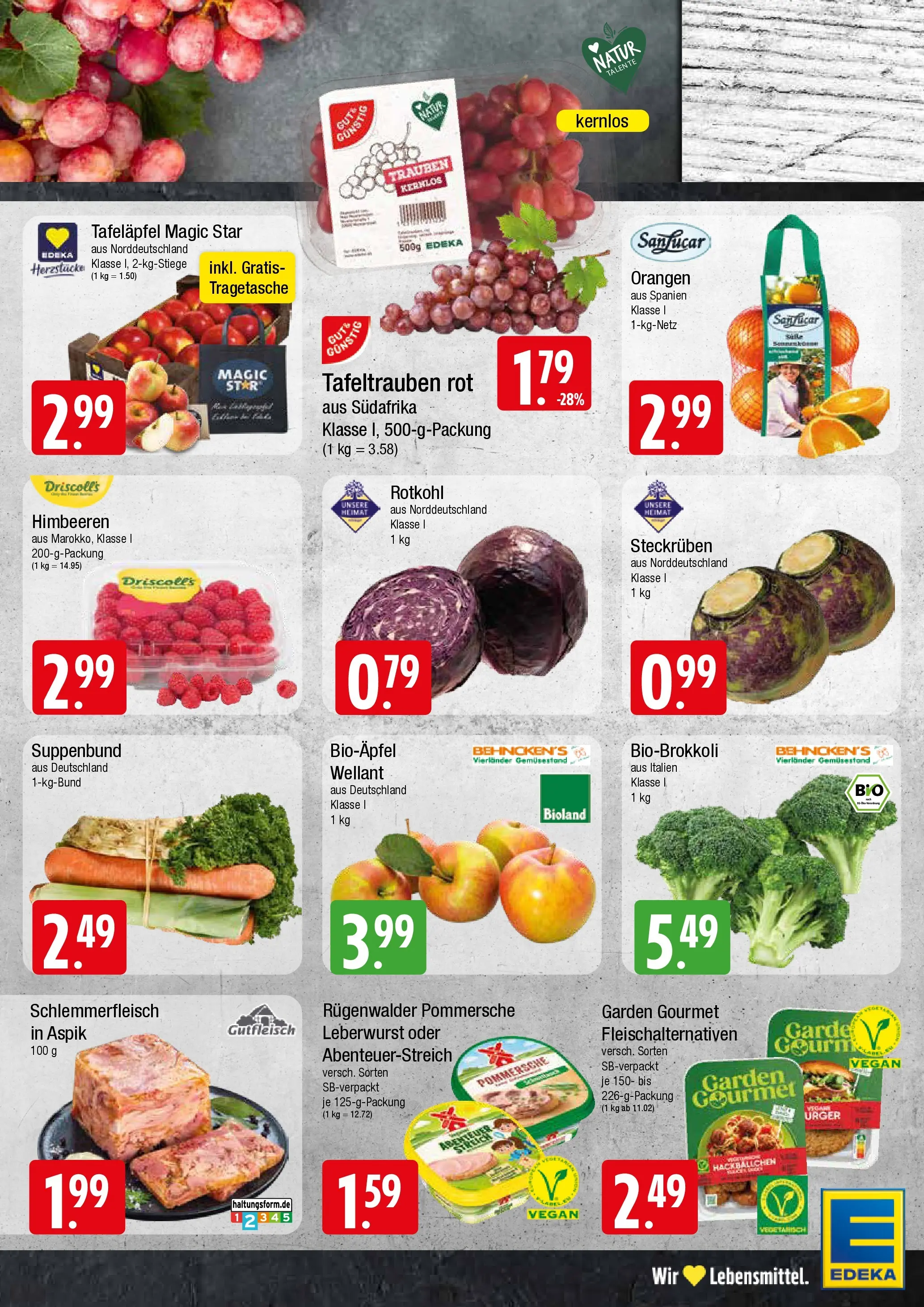 Edeka prospekt Wentorf	 (ab 18.01.2026) » Angebote Online | Seite: 3 | Produkte: Himbeeren, Rotkohl, Trauben, Orangen