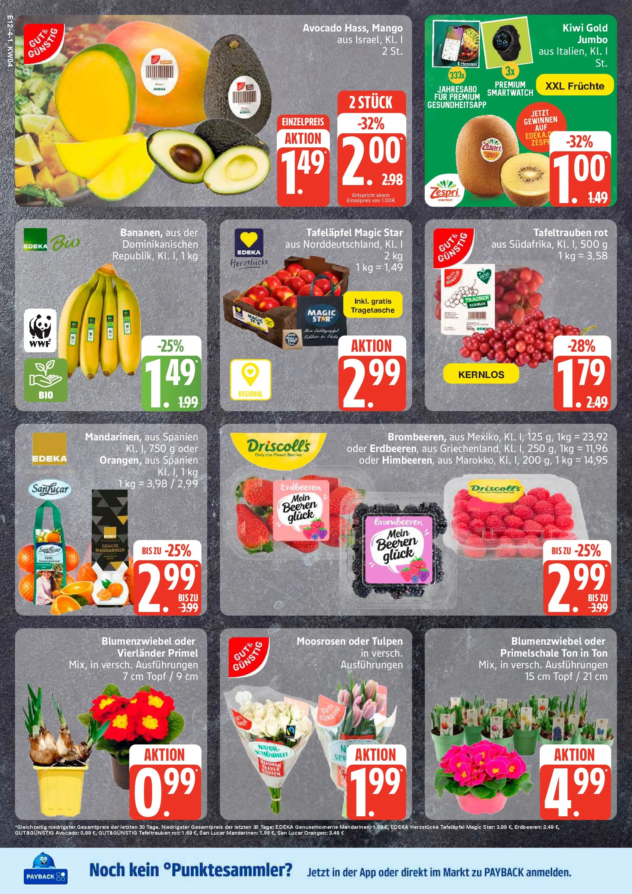 Edeka prospekt Hamburg	 (ab 18.01.2026) » Angebote Online | Seite: 4 | Produkte: Smartwatch, Bananen, Avocado, Erdbeeren