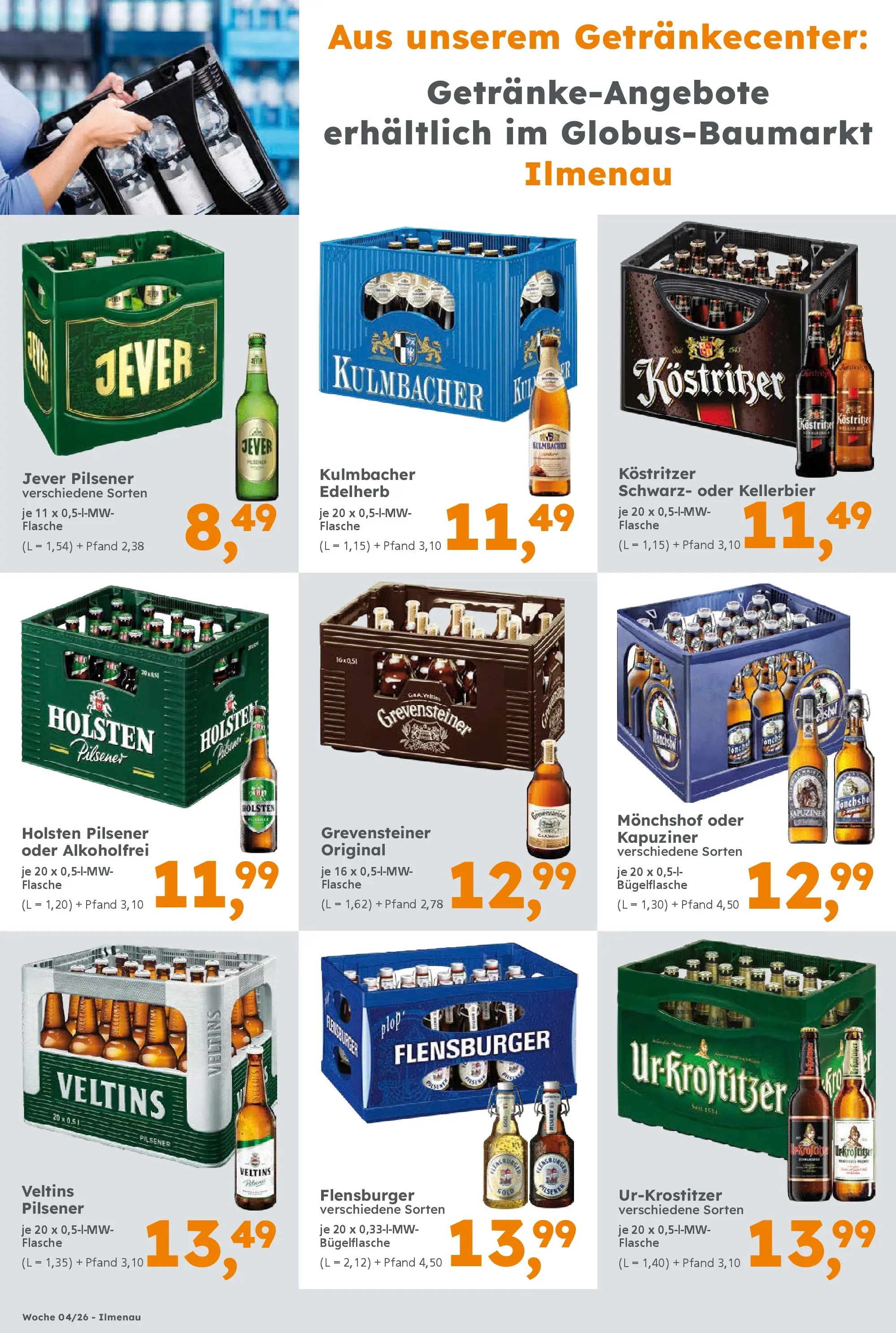 Globus Baumarkt prospekt Ilmenau	 (ab 19.01.2026) zum Blättern | Seite: 12 | Produkte: Monchshof, Holsten, Flensburger, Jever