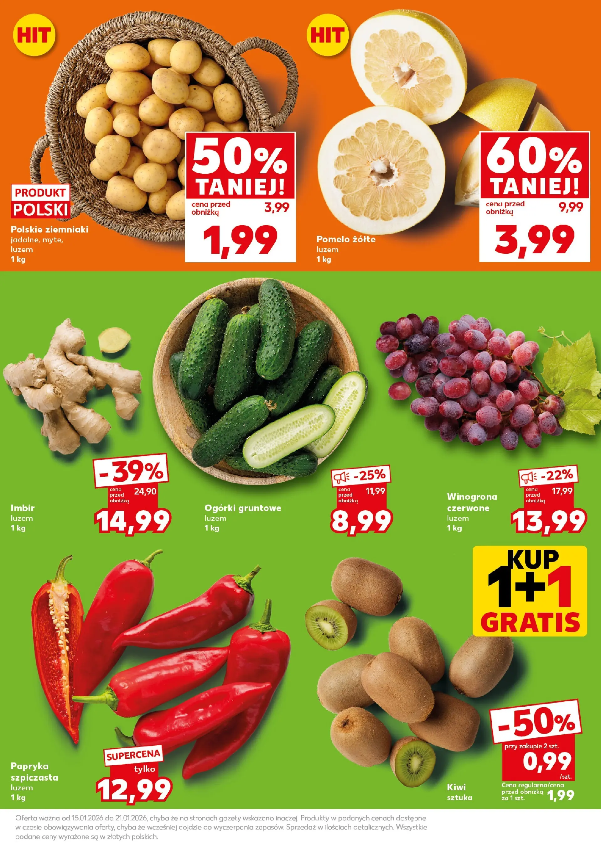 Kaufland gazetka - Super Sobota od 17.01.2026 - od jutra PDF | Strona: 19 | Produkty: Papryka, Ogórki, Ogórki gruntowe, Ziemniaki
