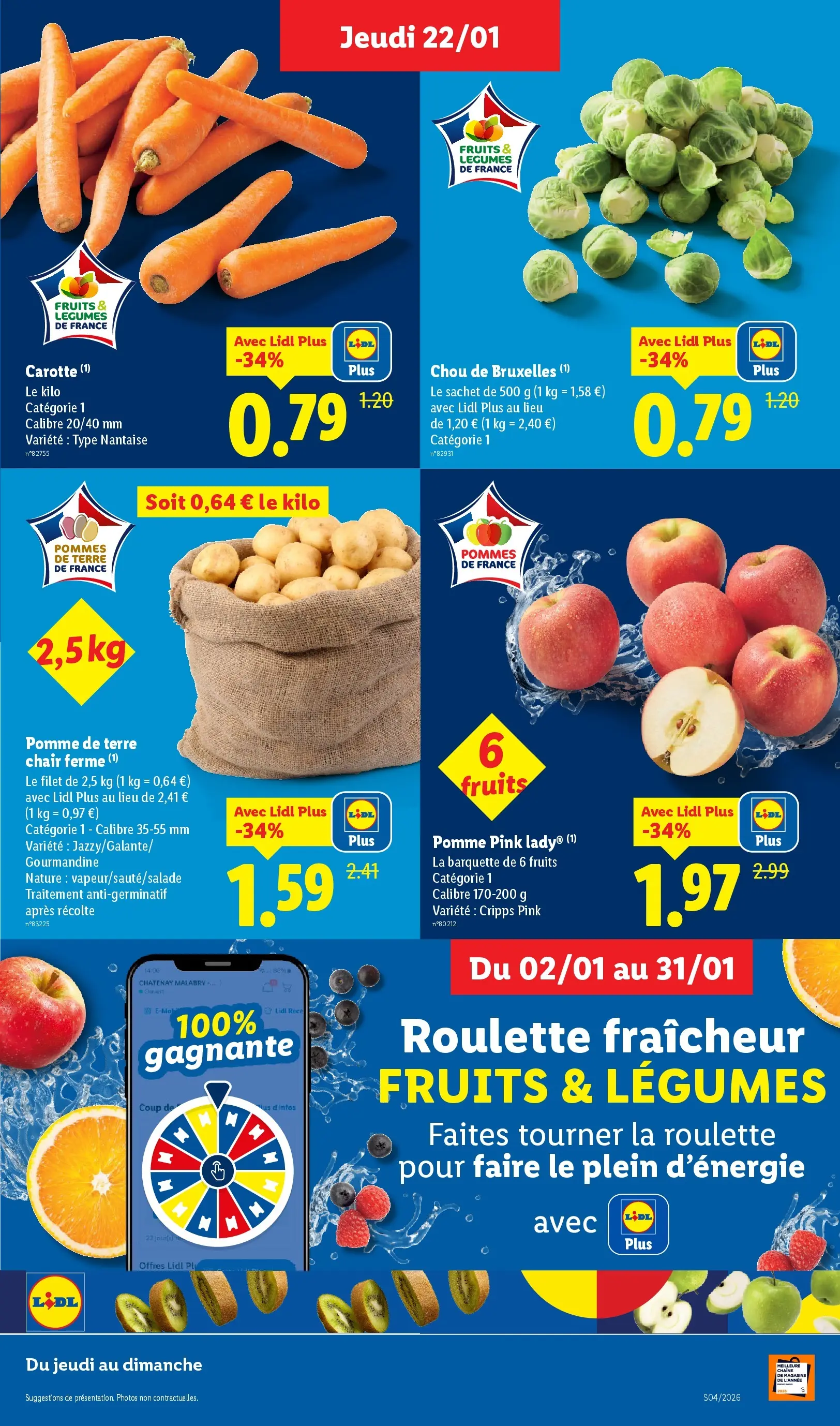 Catalogue LIDL du 19/01/2026 | Promo prospectus en ligne | Page: 3 | Produits: Pomme, Chou de Bruxelles, Pomme de terre, Pommes de terre