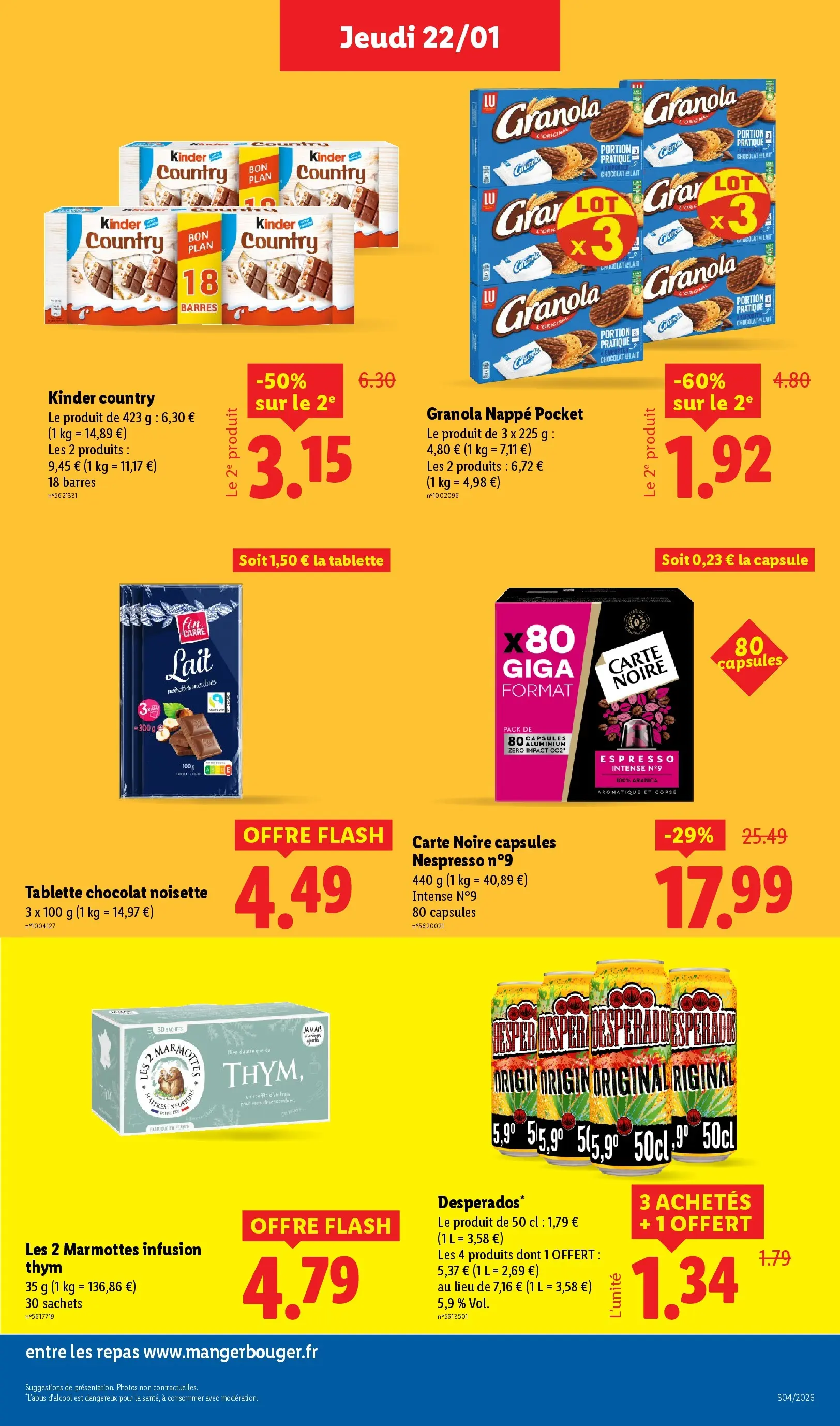 Catalogue LIDL du 19/01/2026 | Promo prospectus en ligne | Page: 19 | Produits: Desperados, Noisette, Lait, Kinder country