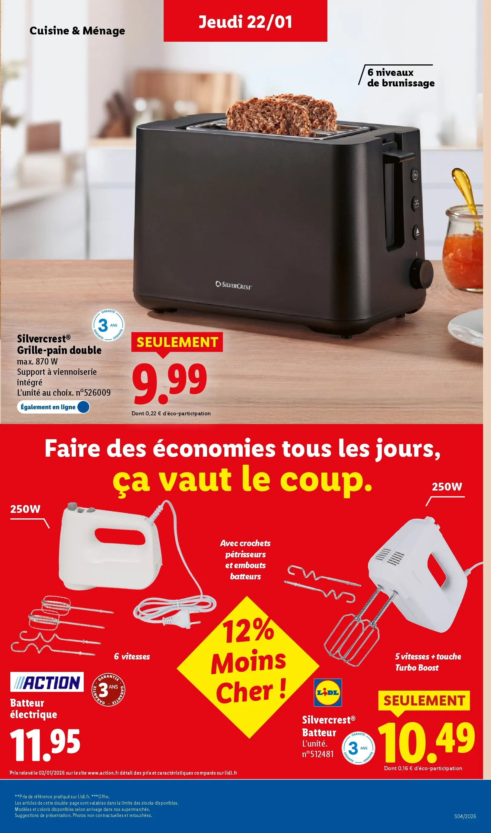 Catalogue LIDL du 19/01/2026 | Promo prospectus en ligne | Page: 39 | Produits: Mixer, Batteur, Grille-pain, Toaster