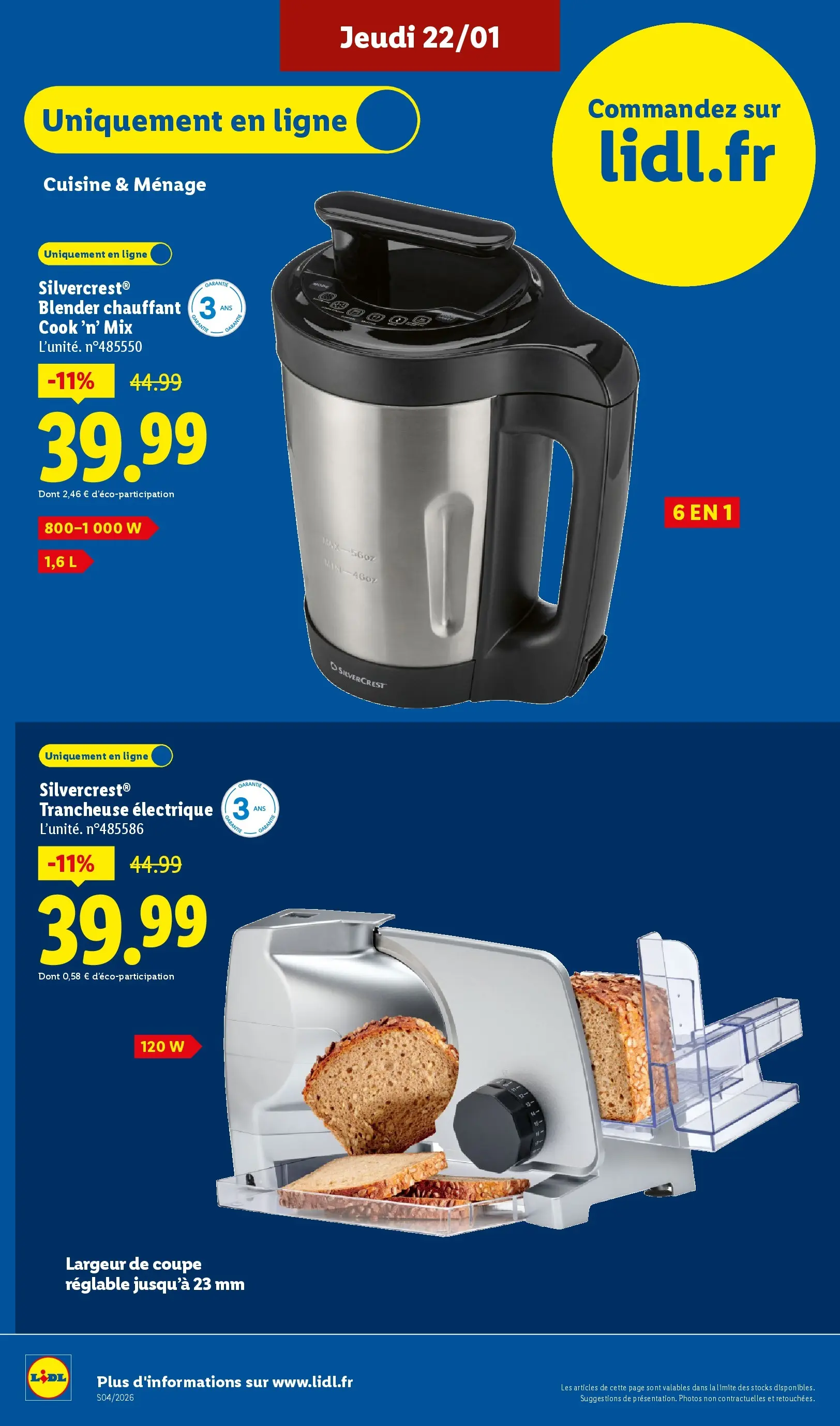Catalogue LIDL du 19/01/2026 | Promo prospectus en ligne | Page: 50 | Produits: Blender, Trancheuse, Blender chauffant
