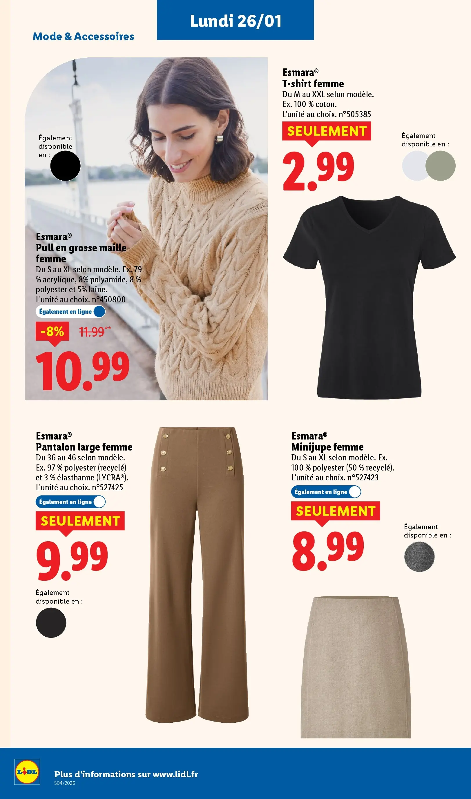 Catalogue LIDL du 19/01/2026 | Promo prospectus en ligne | Page: 58 | Produits: T-shirt, Pull, Pantalon