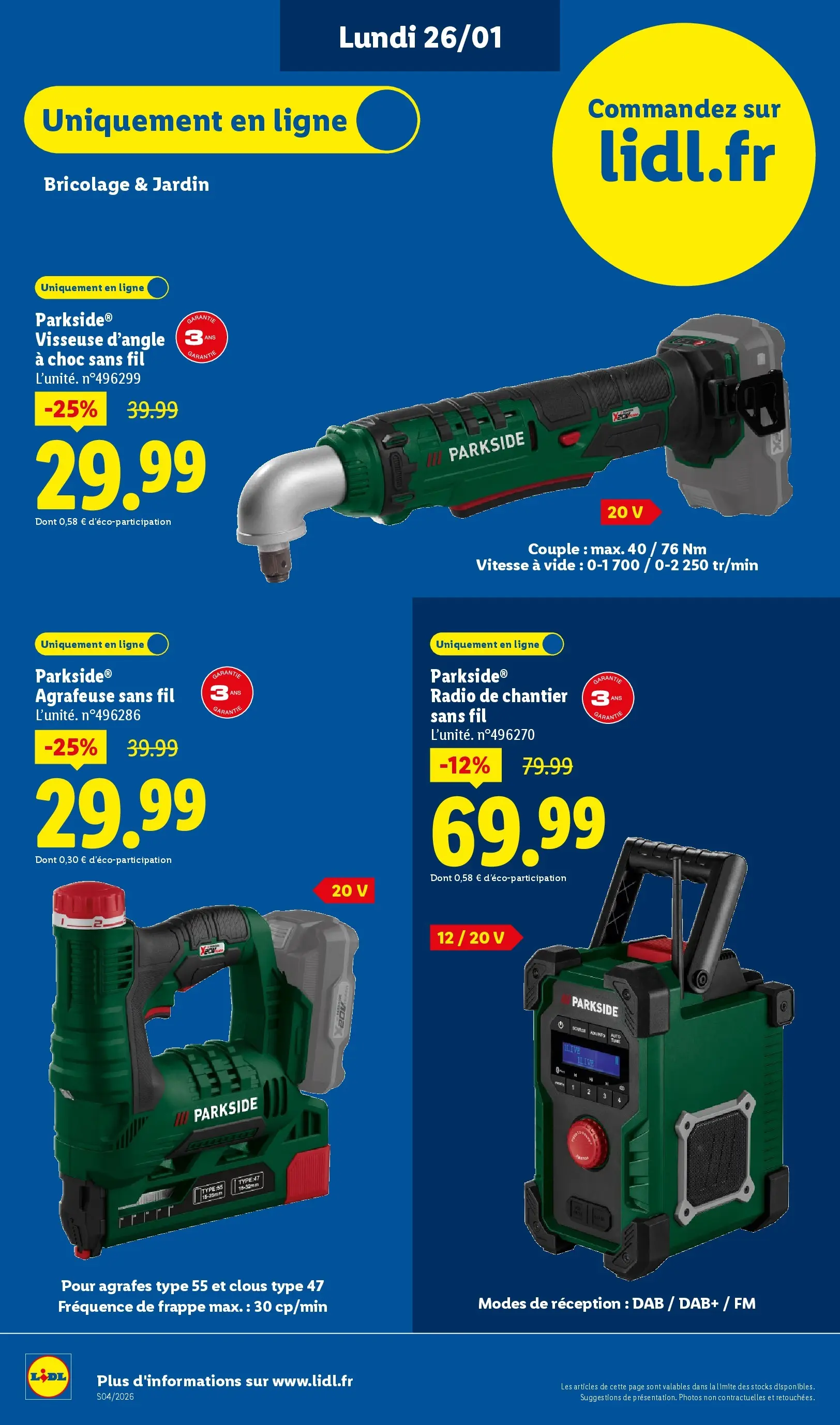 Catalogue LIDL du 19/01/2026 | Promo prospectus en ligne | Page: 72 | Produits: Radio, Agrafeuse, Radio de chantier