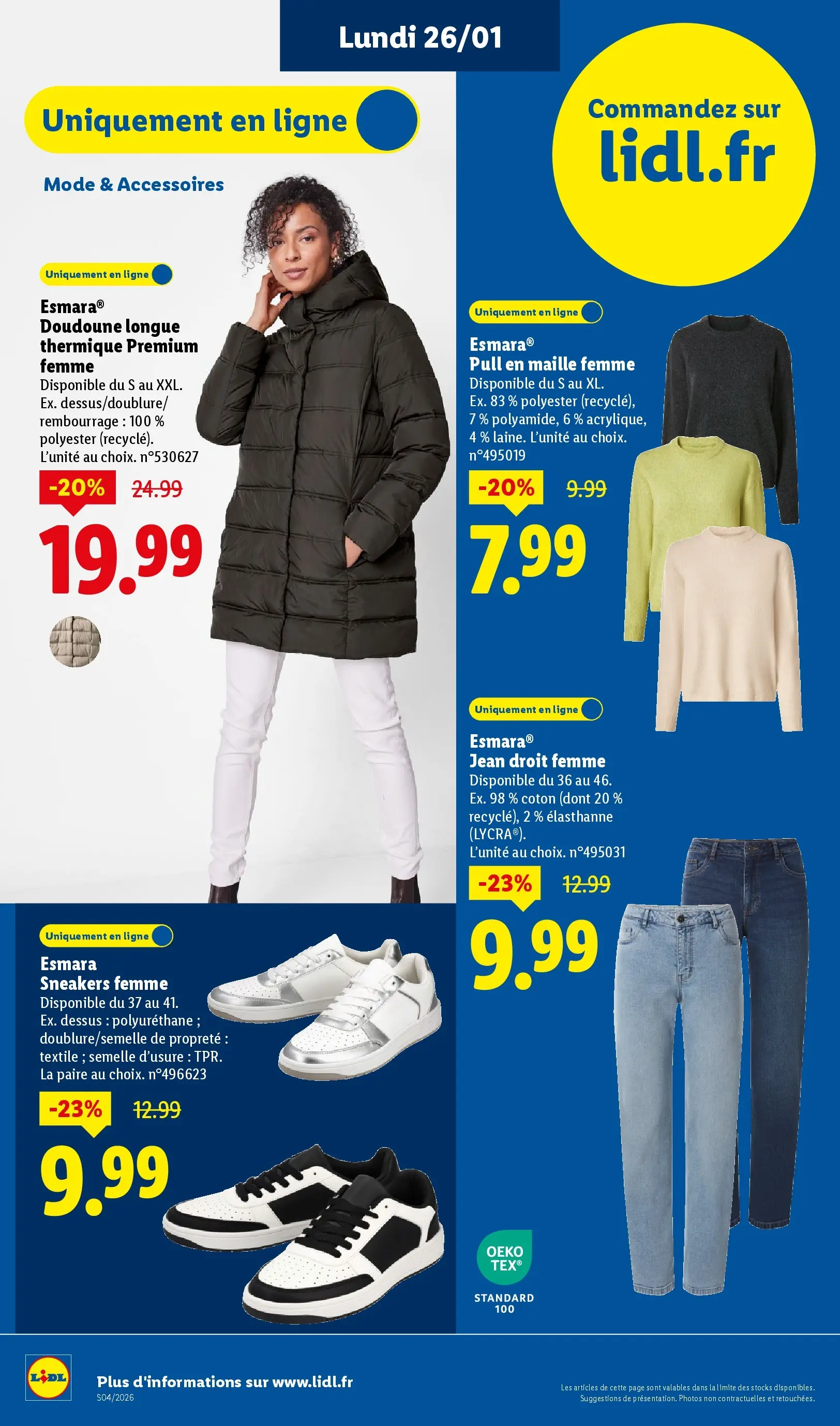 Catalogue LIDL du 19/01/2026 | Promo prospectus en ligne | Page: 74 | Produits: Jeans, Coton, Pull, Doudoune