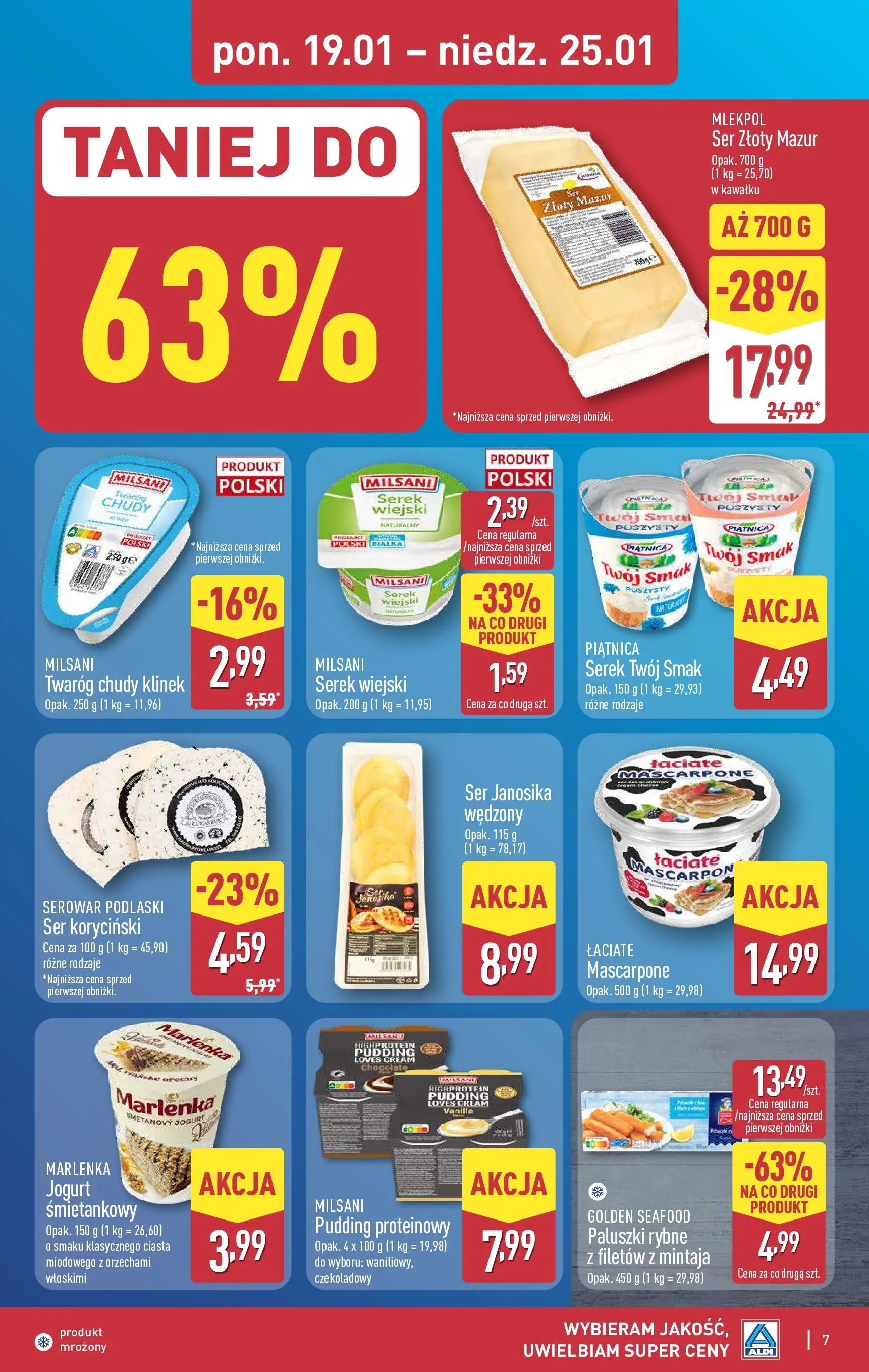 Aldi Gazetka od 19.01.2026 - Ulotka PDF, promocje | Strona: 7 | Produkty: Serek Twój Smak, Mascarpone, Ser, Twaróg