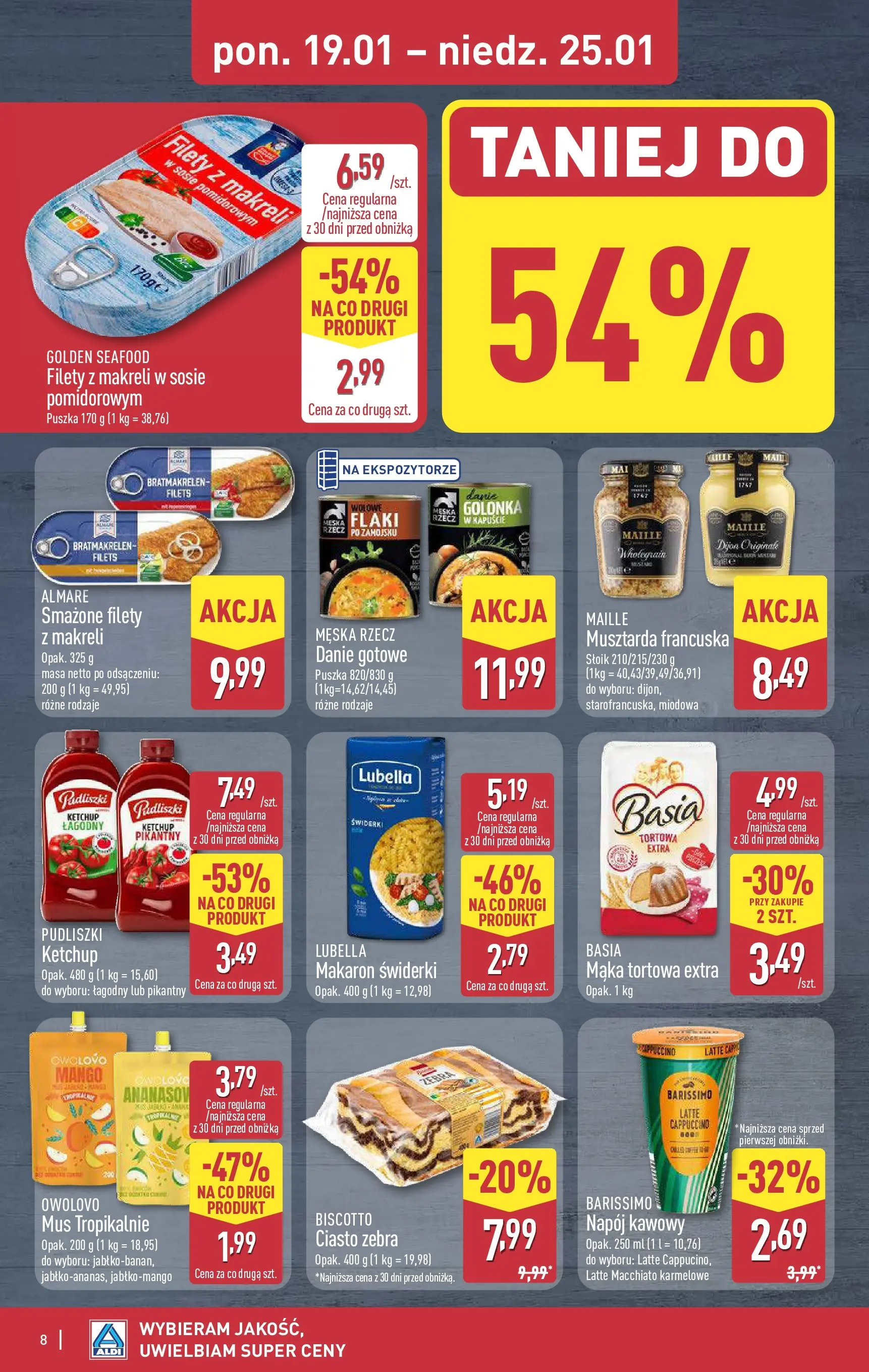 Aldi Gazetka od 19.01.2026 - Ulotka PDF, promocje | Strona: 8 | Produkty: Ketchup, Cappuccino, Musztarda, Makaron