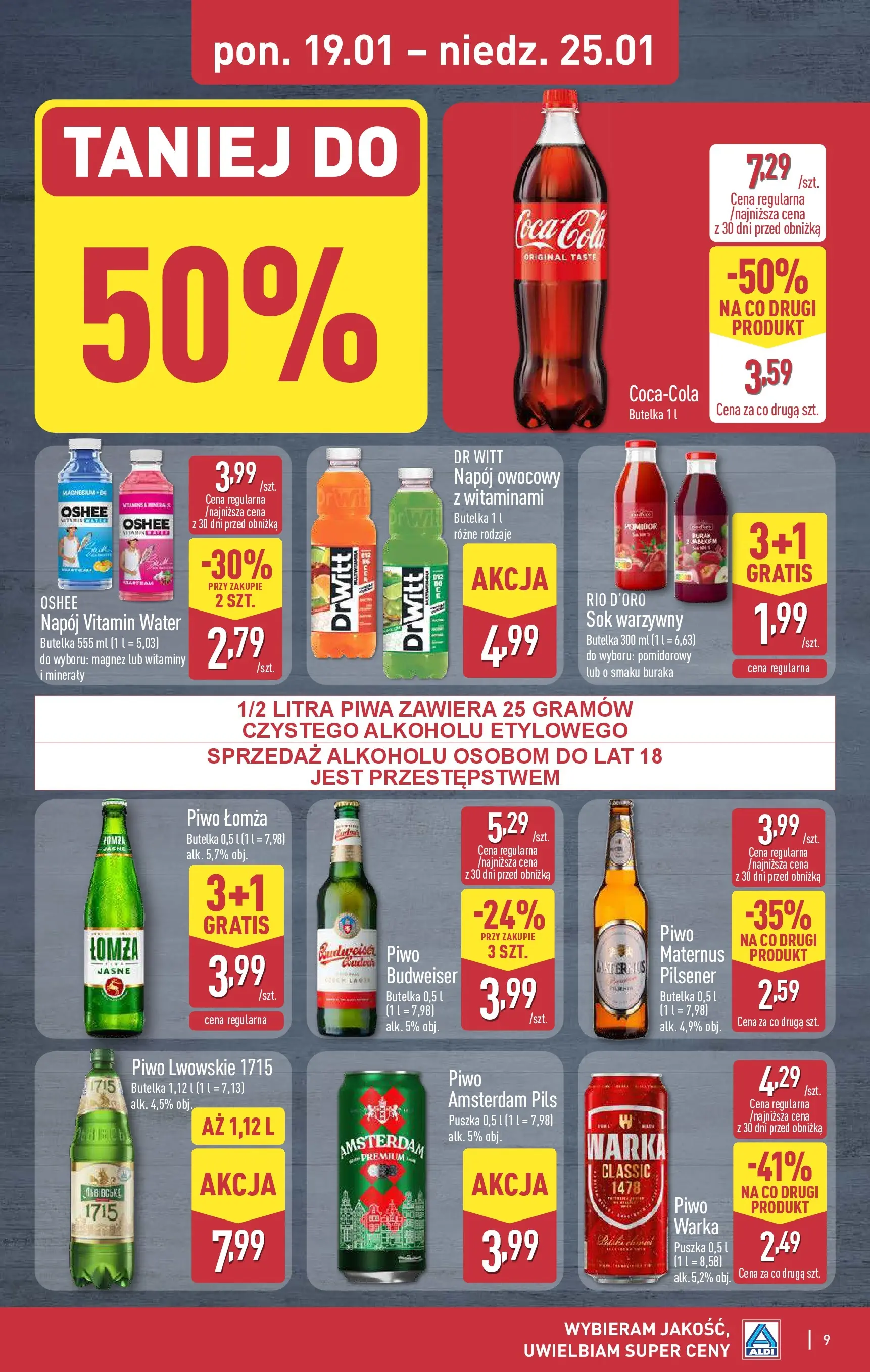 Aldi Gazetka od 19.01.2026 - Ulotka PDF, promocje | Strona: 9 | Produkty: Burak, Sok, Piwo, Sok warzywny