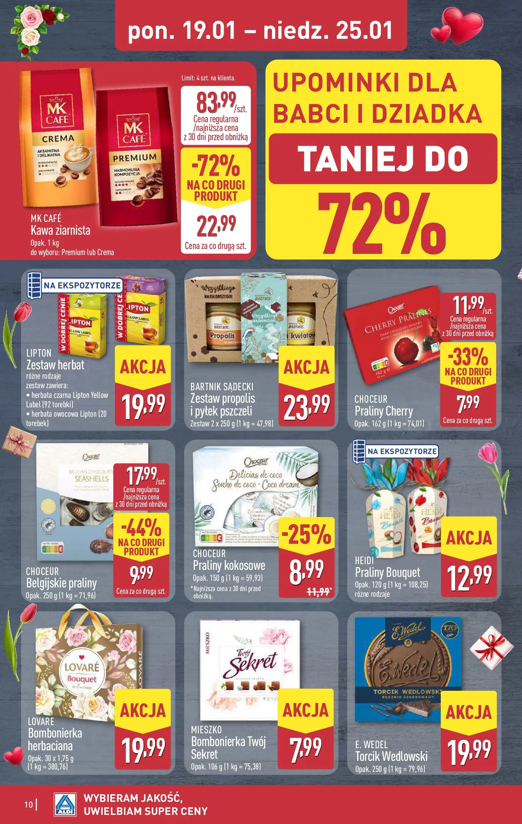 Aldi Gazetka od 19.01.2026 - Ulotka PDF, promocje | Strona: 10 | Produkty: Kawa ziarnista, E. Wedel Torcik Wedlowski, Torcik wedlowski, Torebki