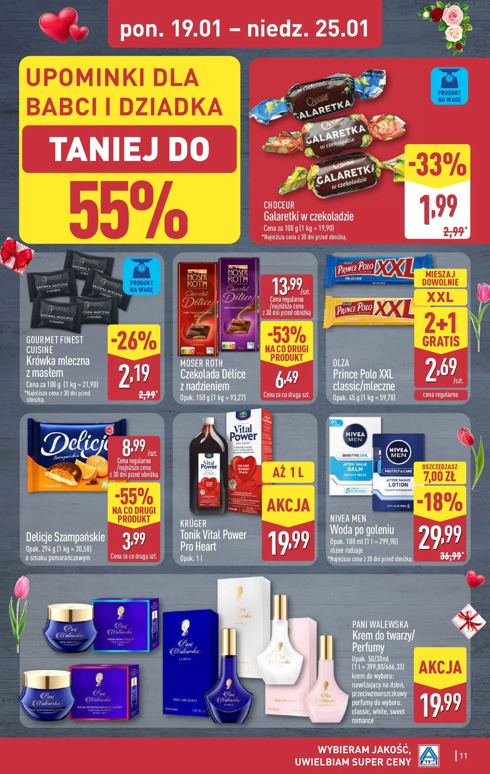 Aldi Gazetka od 19.01.2026 - Ulotka PDF, promocje | Strona: 11 | Produkty: Prince polo xxl, Galaretki, Woda, Tonik