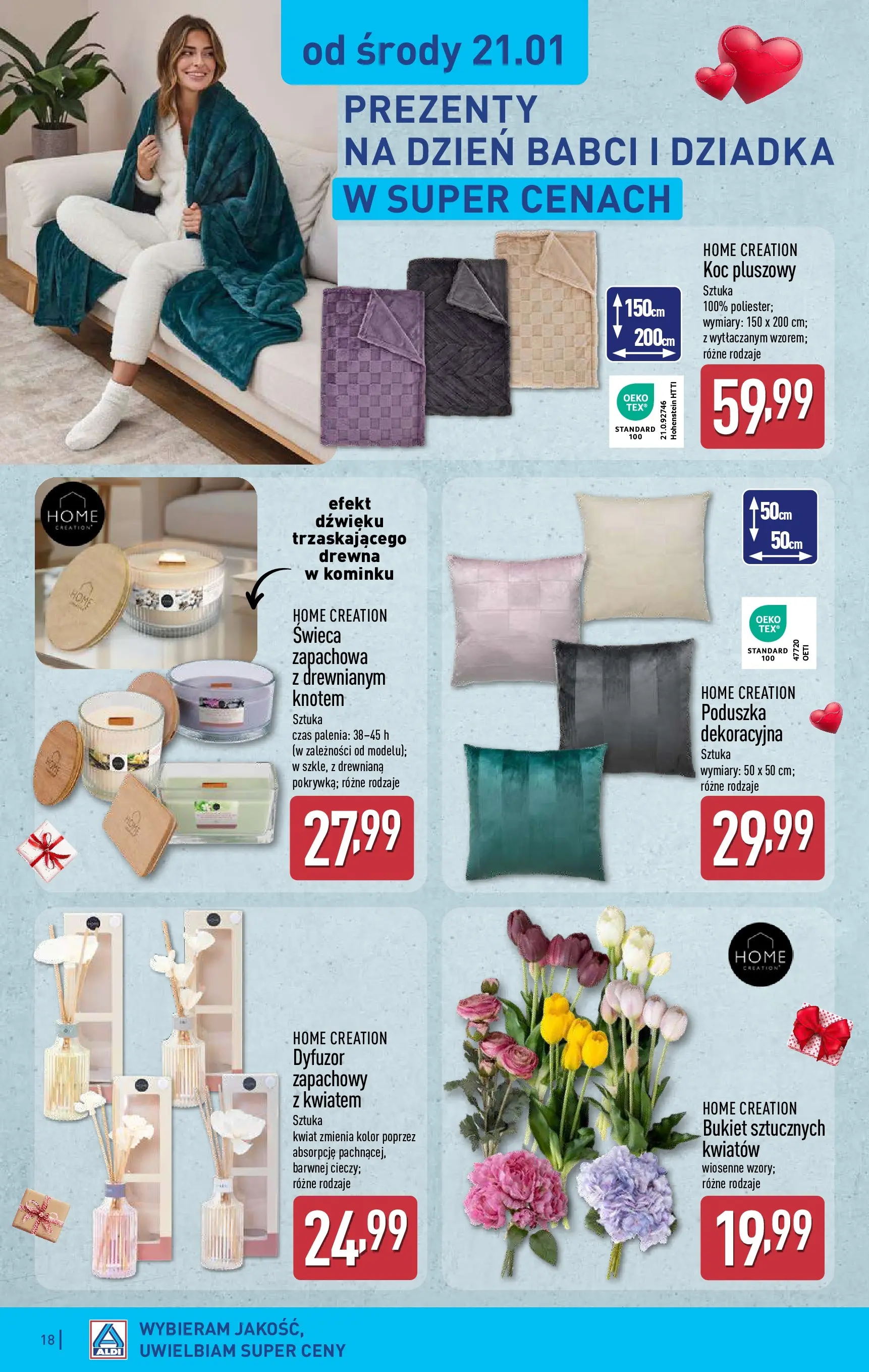 Aldi Gazetka od 19.01.2026 - Ulotka PDF, promocje | Strona: 18 | Produkty: Poduszka, Koc