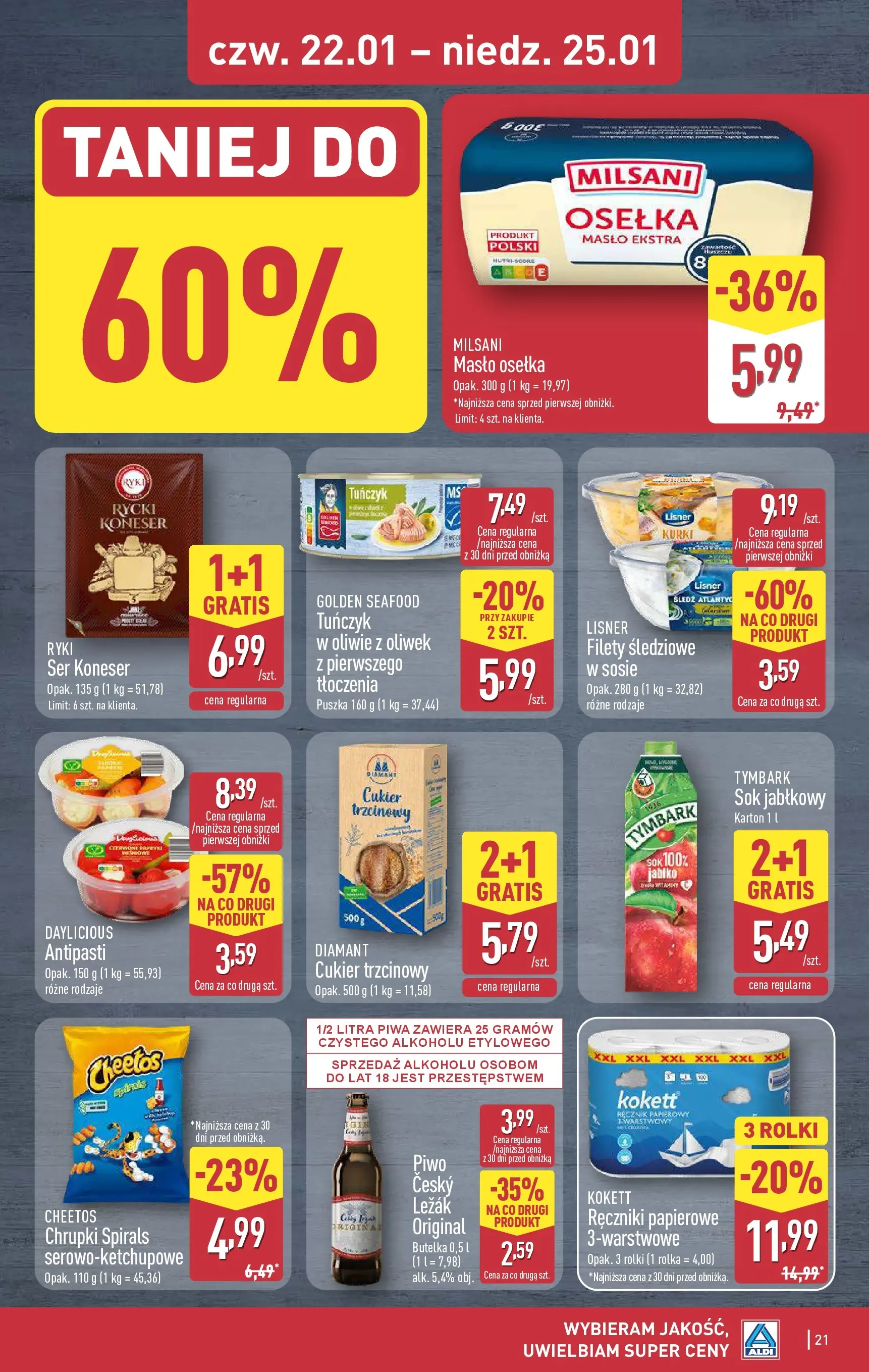 Aldi Gazetka od 19.01.2026 - Ulotka PDF, promocje | Strona: 21 | Produkty: Rolki, Tuńczyk, Masło, Ser