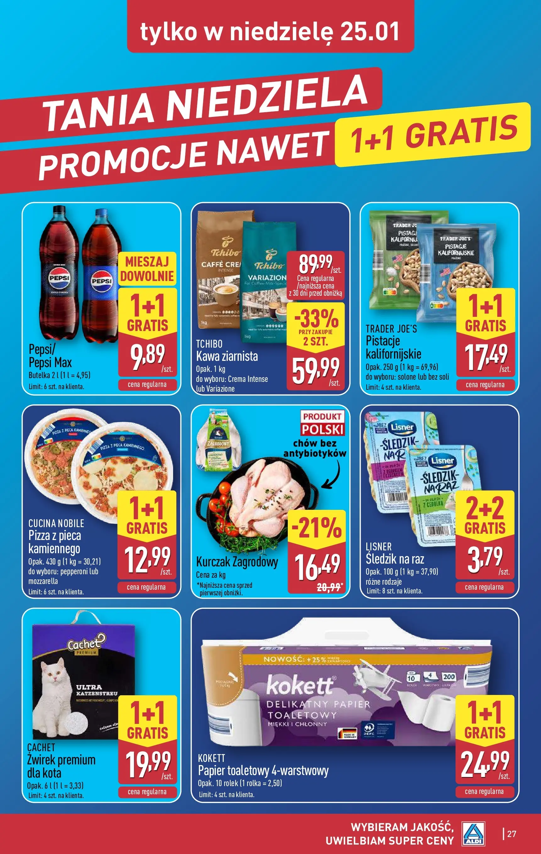 Aldi Gazetka od 19.01.2026 - Ulotka PDF, promocje | Strona: 27 | Produkty: Papier toaletowy, Tchibo, Pizza, Mozzarella