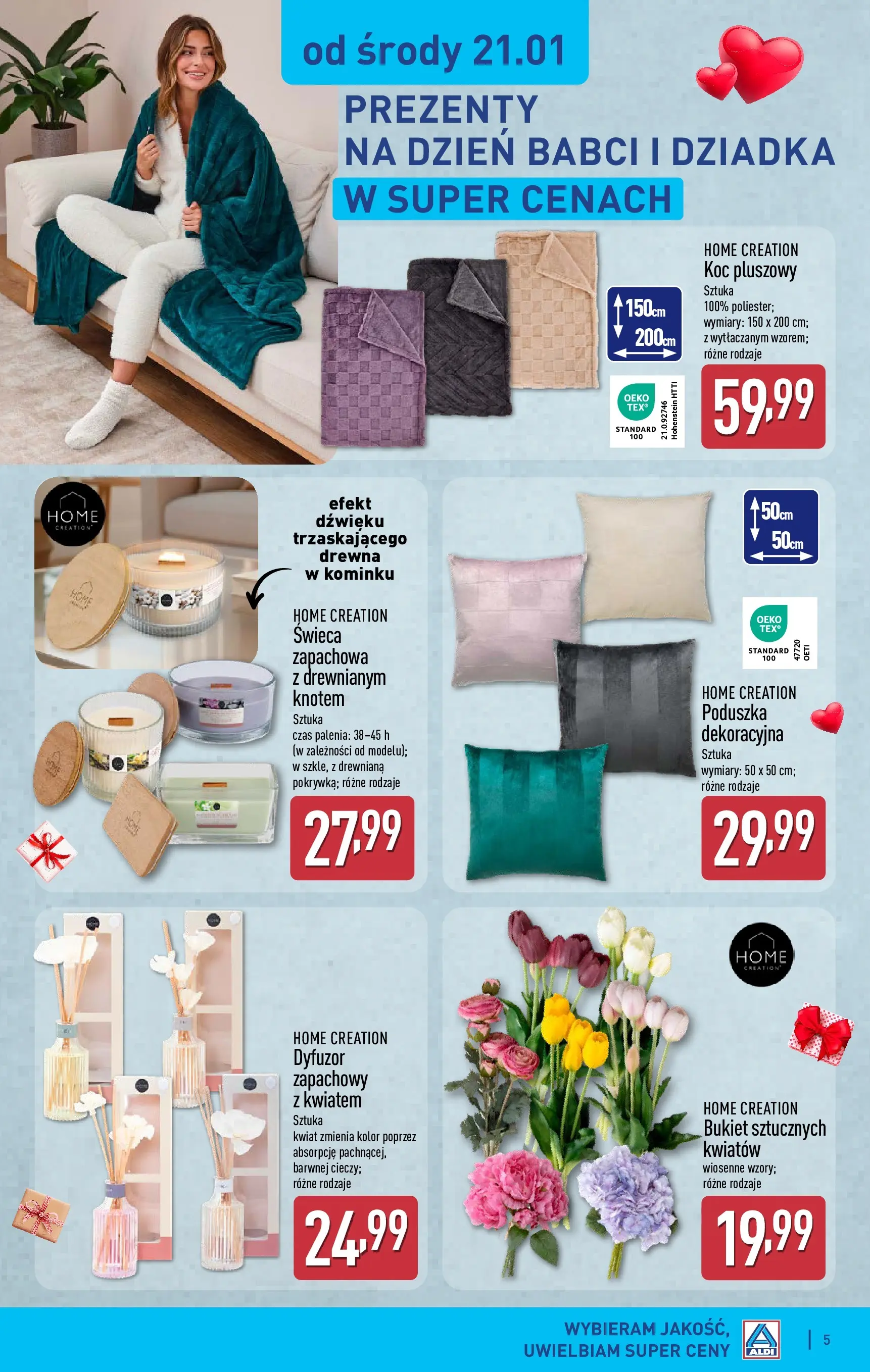 Aldi Gazetka - Dzień babci i dziadka od 19.01.2026 - Ulotka PDF, promocje | Strona: 5 | Produkty: Poduszka, Koc