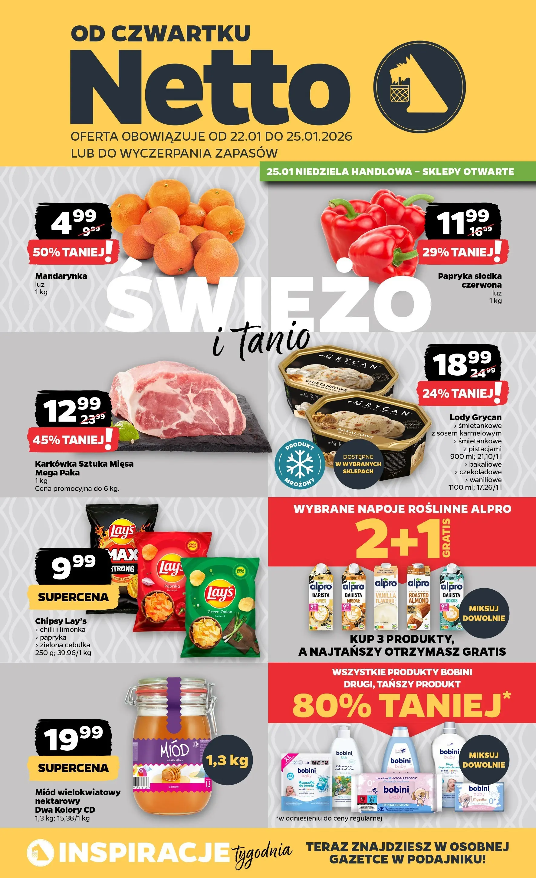 Netto - NETTO T04B ważne do 25.01.2026 od 21.01.2026 - Aktualne promocje | Strona: 1 | Produkty: Limonka, Miód, Papryka, Lody