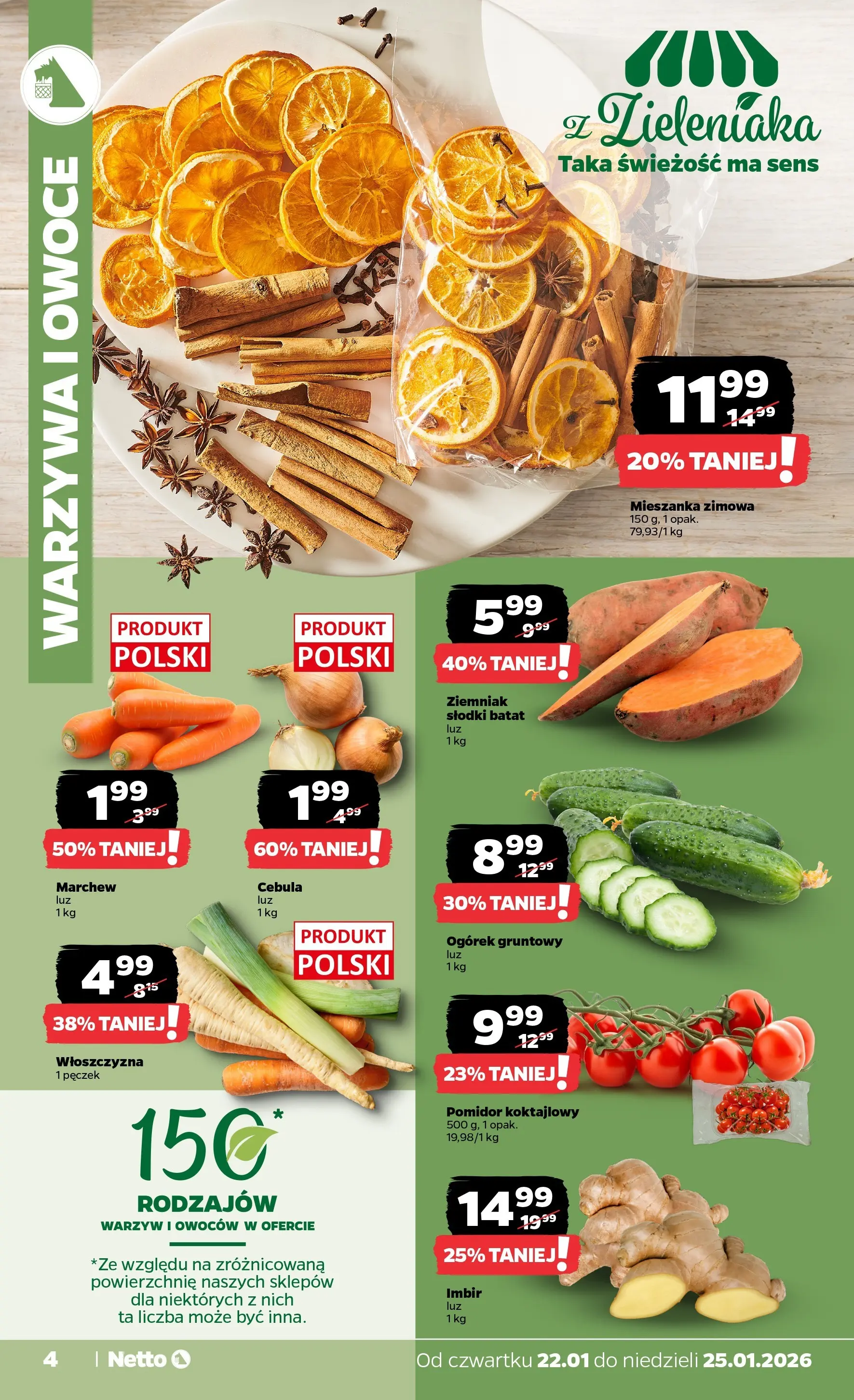 Netto - NETTO T04B ważne do 25.01.2026 od 21.01.2026 - Aktualne promocje | Strona: 4 | Produkty: Imbir, Batat, Warzywa, Owoce
