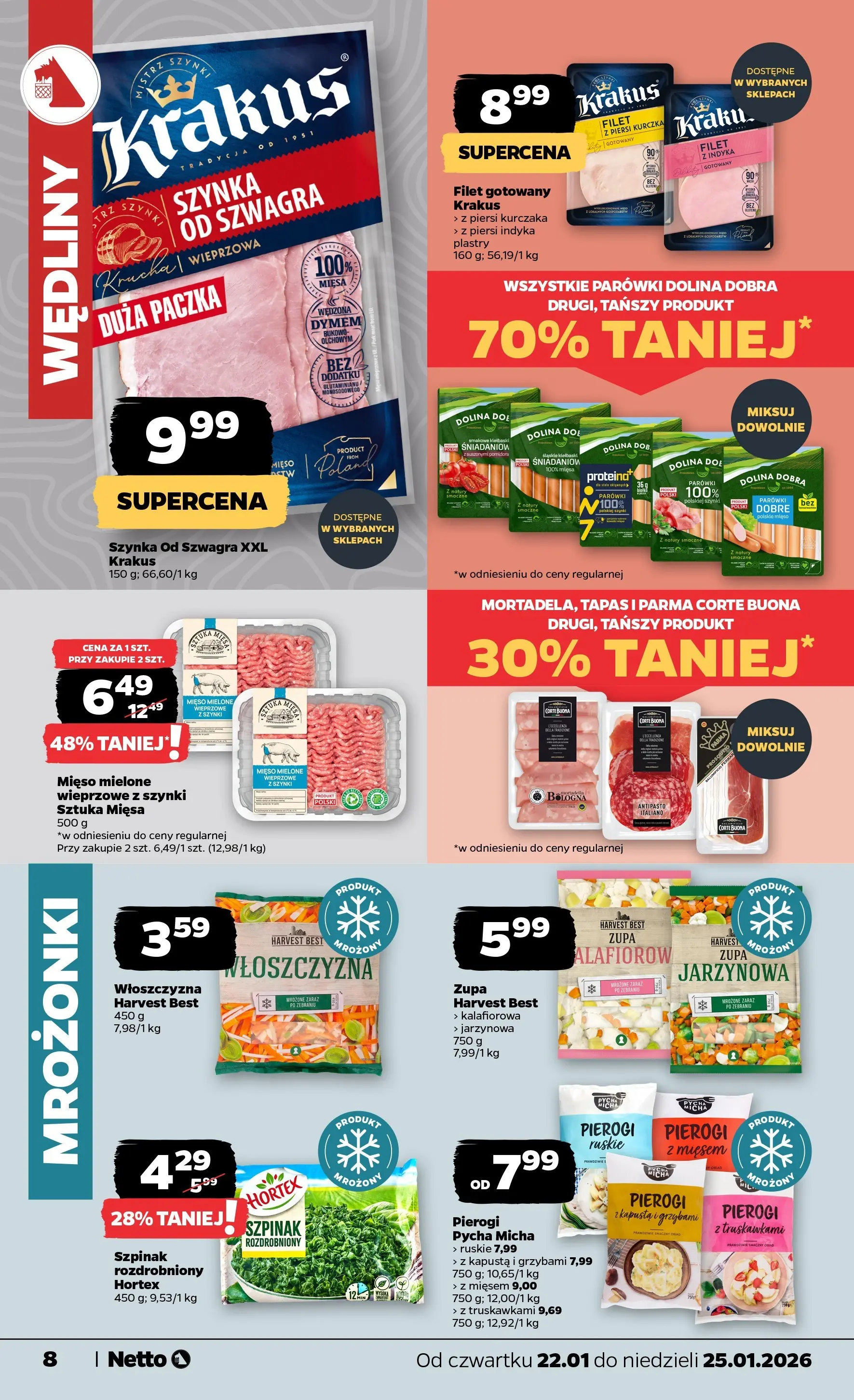 Netto - NETTO T04B ważne do 25.01.2026 od 21.01.2026 - Aktualne promocje | Strona: 8 | Produkty: Kapusta, Mięso, Pierogi z kapusta i grzybami, Szpinak