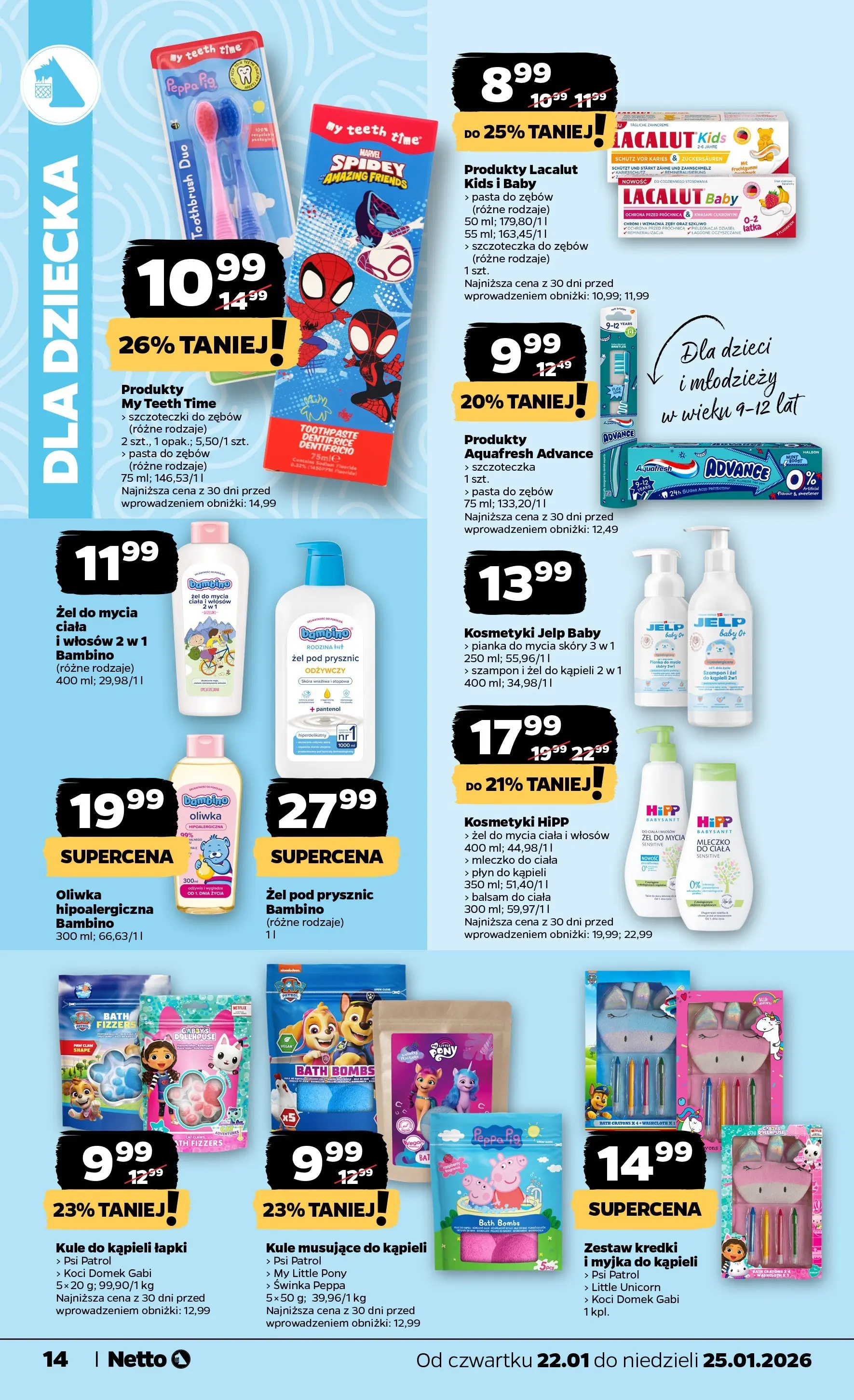 Netto - NETTO T04B ważne do 25.01.2026 od 21.01.2026 - Aktualne promocje | Strona: 14 | Produkty: Kosmetyki, Mleczko do ciała, Żel pod prysznic, Szczoteczka do zębów