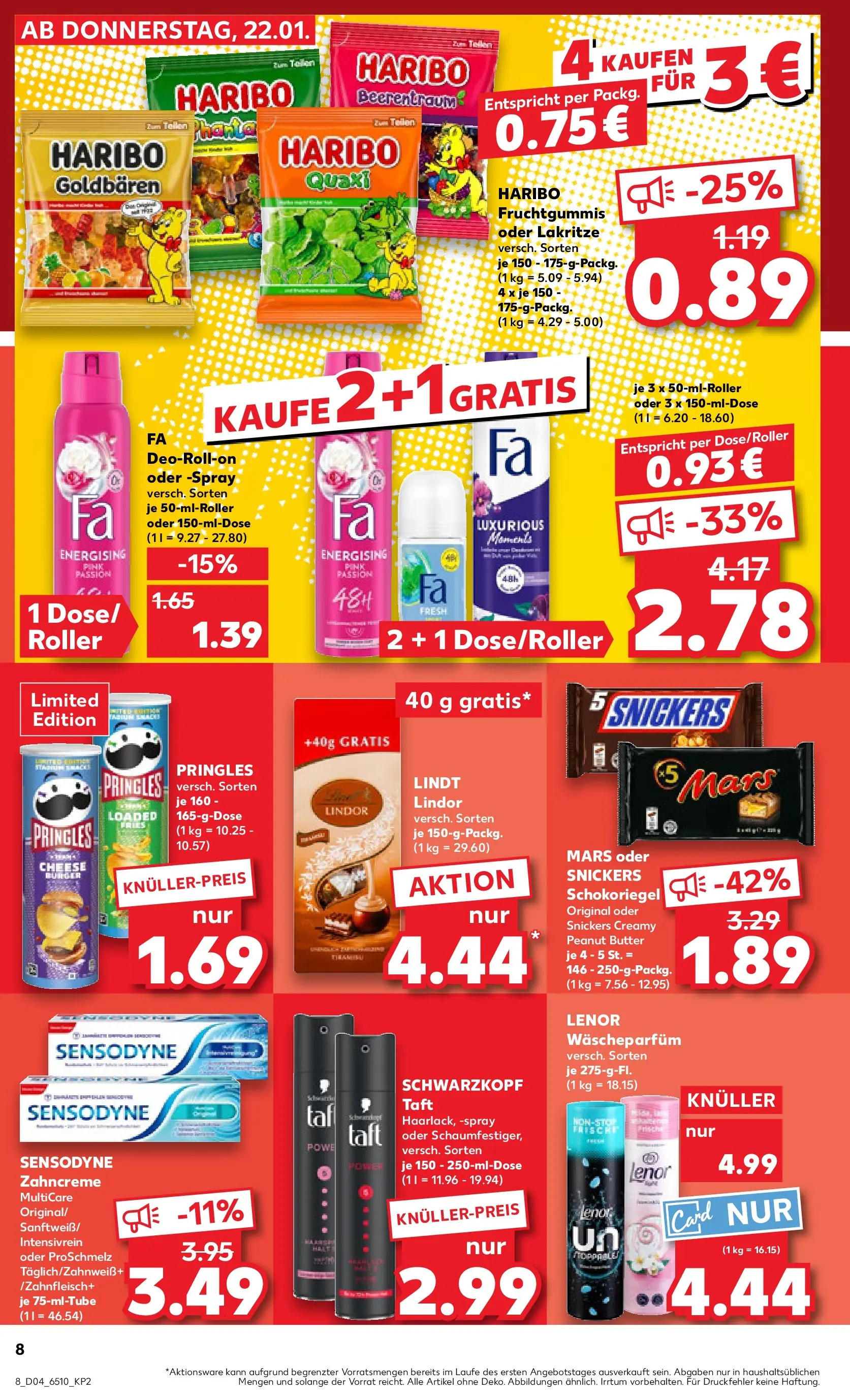 Prospekt Kaufland ab 22.01.2026 » Angebote Online zum Blättern | Seite: 10 | Produkte: Lenor, Snickers, Pringles, Lindt
