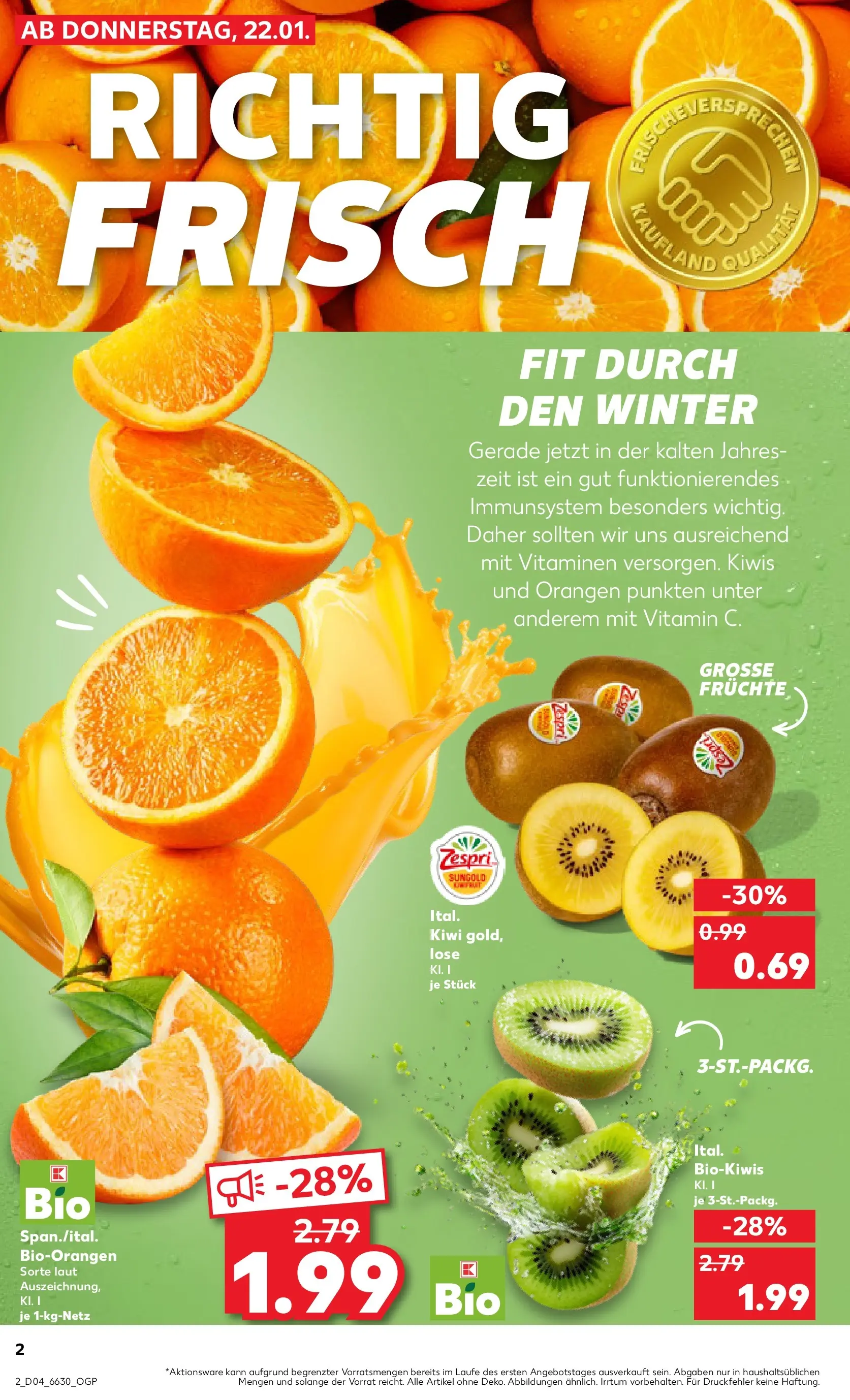 Prospekt Kaufland ab 22.01.2026 » Angebote Online zum Blättern | Seite: 2 | Produkte: Orangen, Kiwi