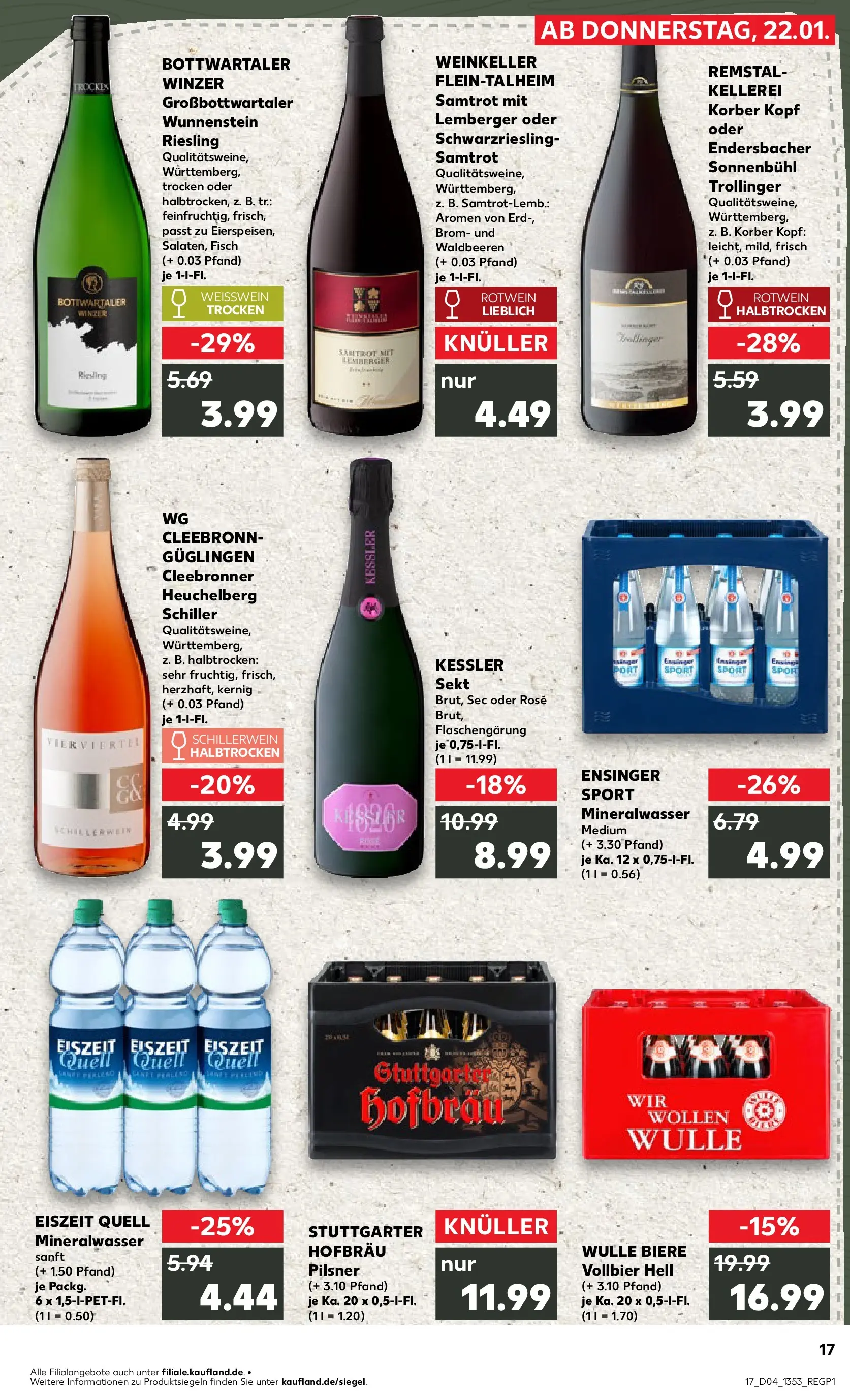 Prospekt Kaufland ab 22.01.2026 » Angebote Online zum Blättern | Seite: 17 | Produkte: Weißwein, Rotwein, Rotwein trocken, Fisch